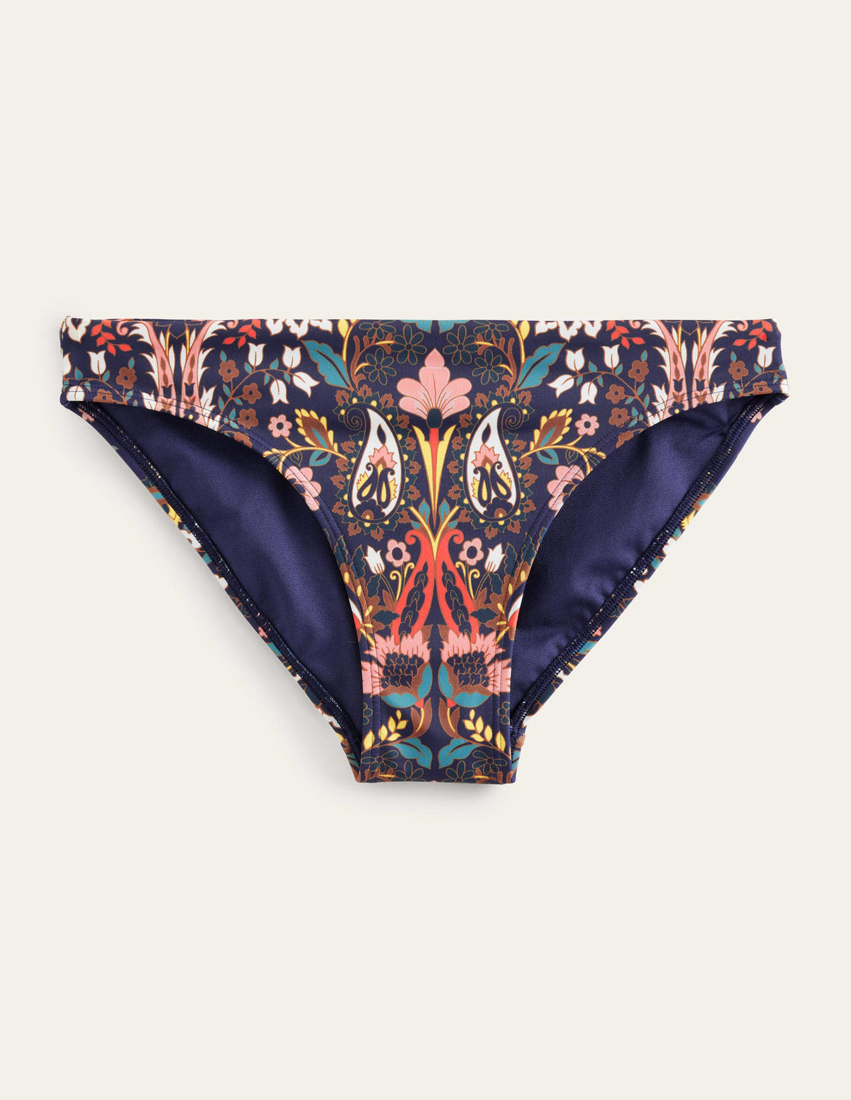 Klassische Bikinihose-Marineblau, Exotische Blätter-2
