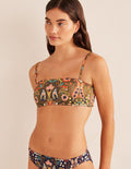 Klassische Bikinihose-Marineblau, Exotische Blätter