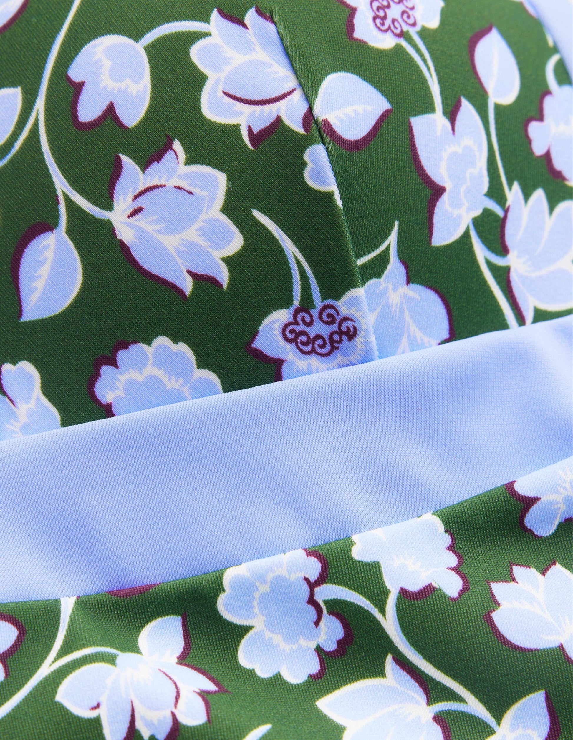 Triangel-Badeanzug mit Einsätzen-Wintergrün, Blaue Blumen-6