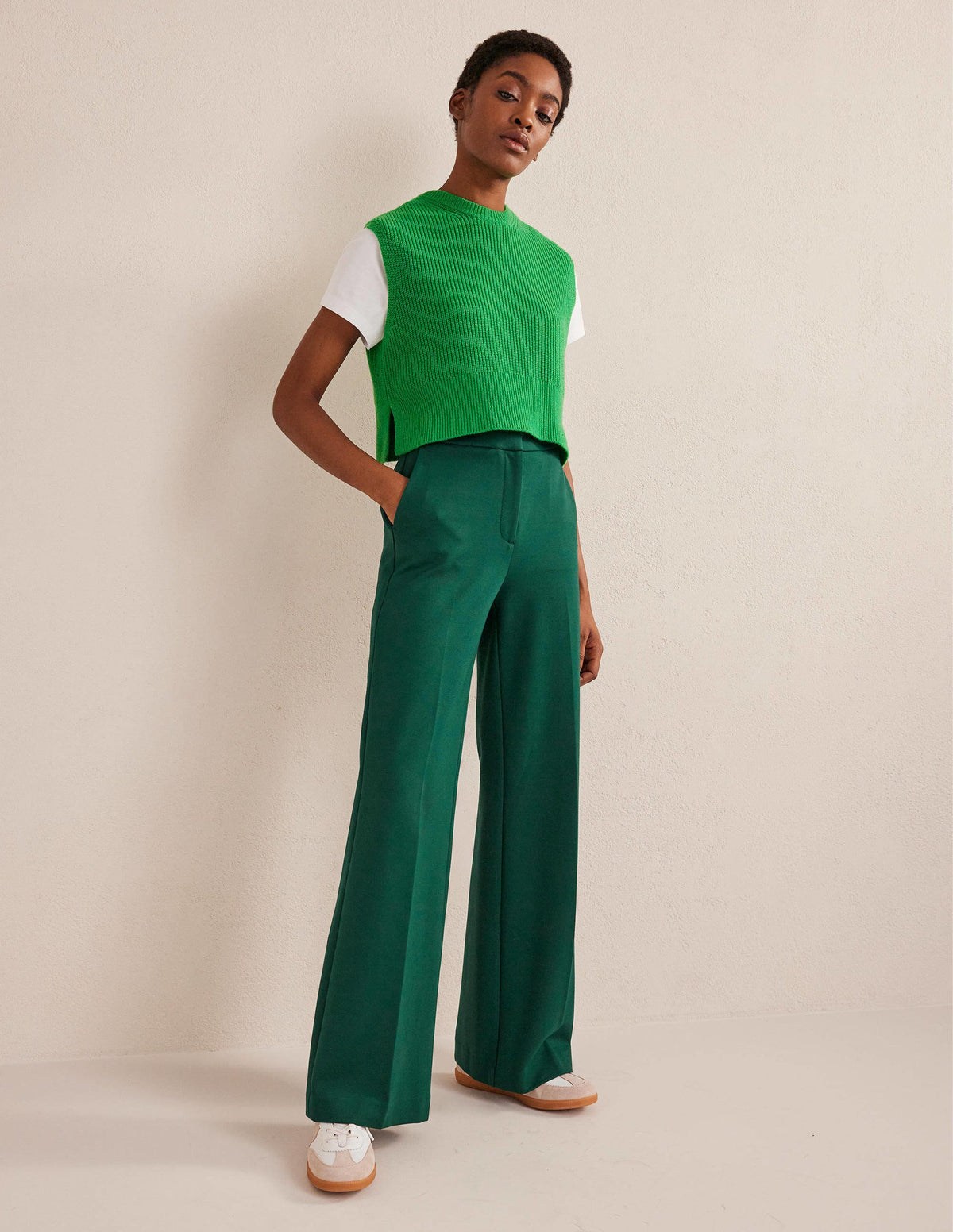 Westbourne Ponte Trousers-Emerald Night-1