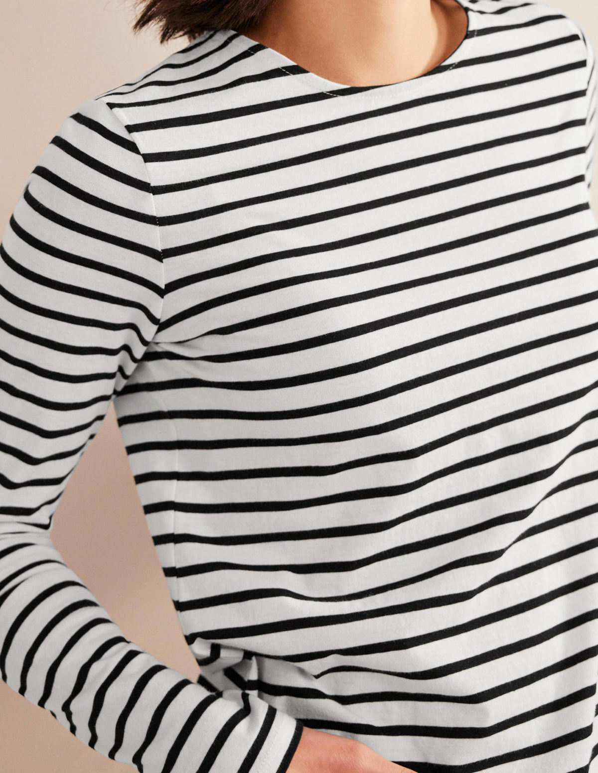 Bea Breton-Shirt mit langen Ärmeln-Naturweiß, Schwarz-2