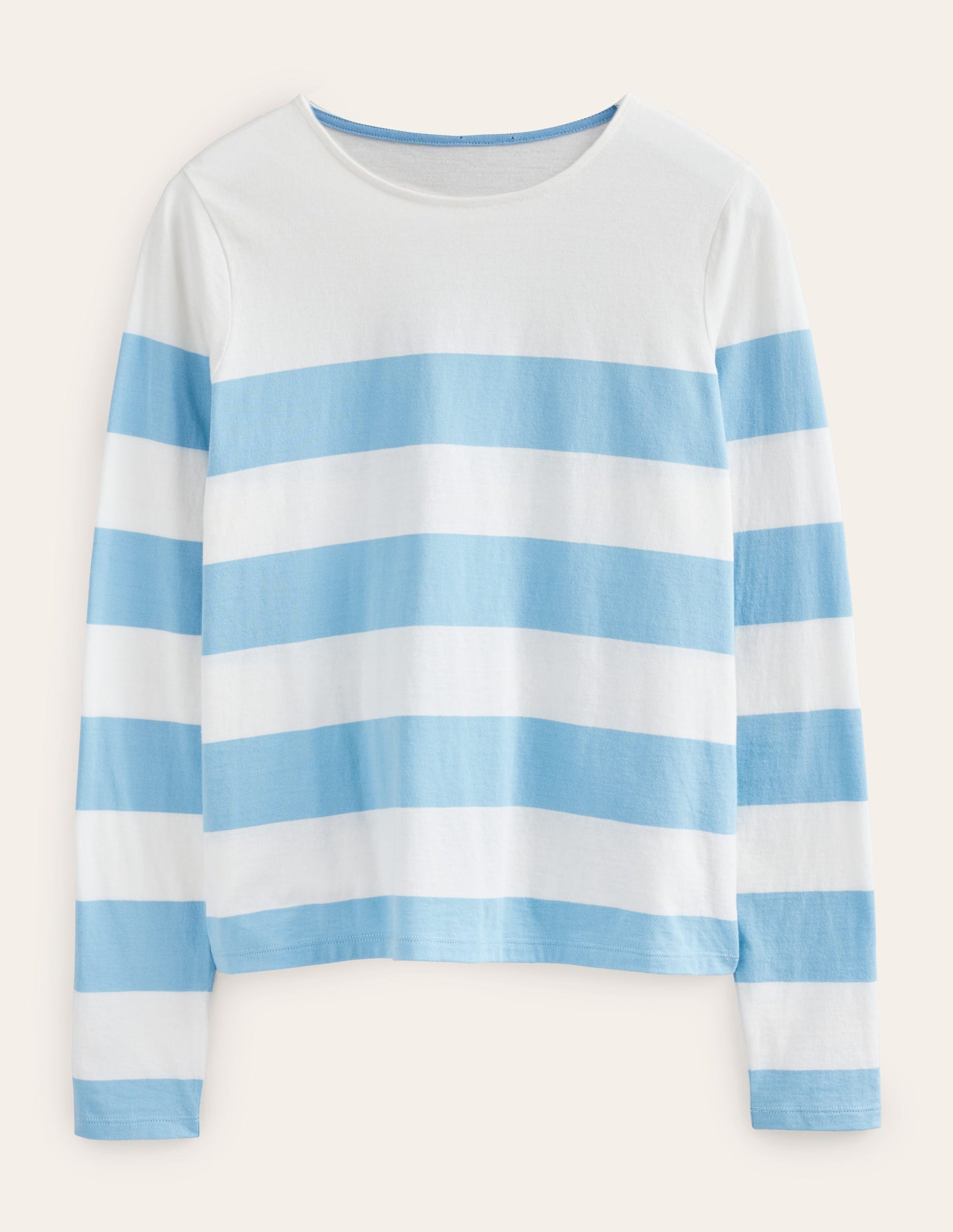Bea Breton-Shirt mit langen Ärmeln-Flachsblau/Naturweiß, Breite Streifen-5