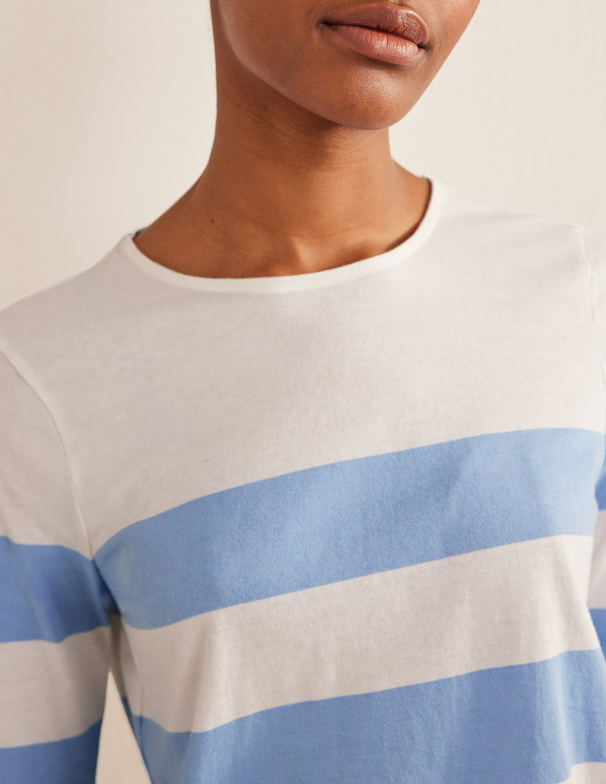 Bea Breton-Shirt mit langen Ärmeln-Flachsblau/Naturweiß, Breite Streifen - Image 2