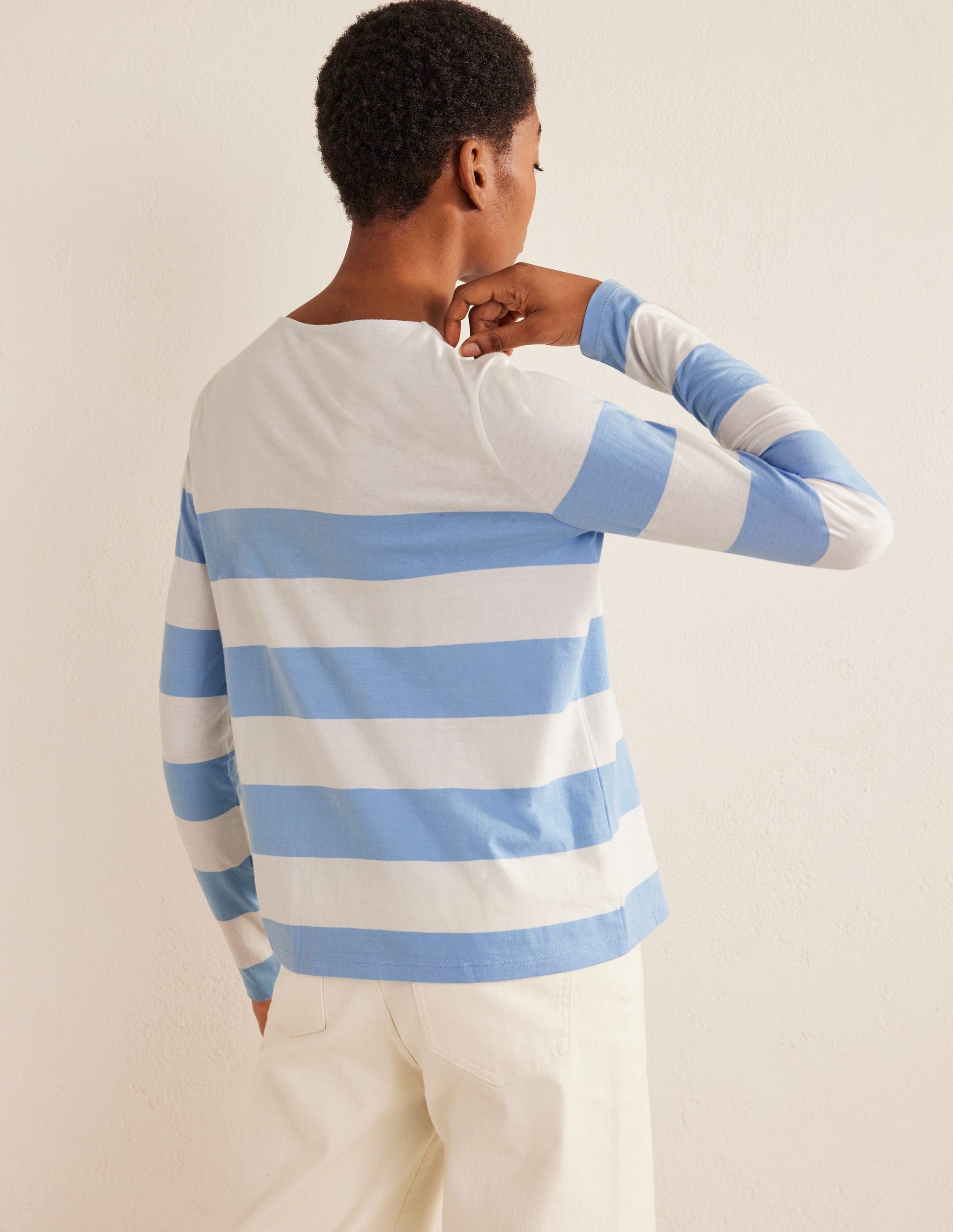 Bea Breton-Shirt mit langen Ärmeln-Flachsblau/Naturweiß, Breite Streifen-3