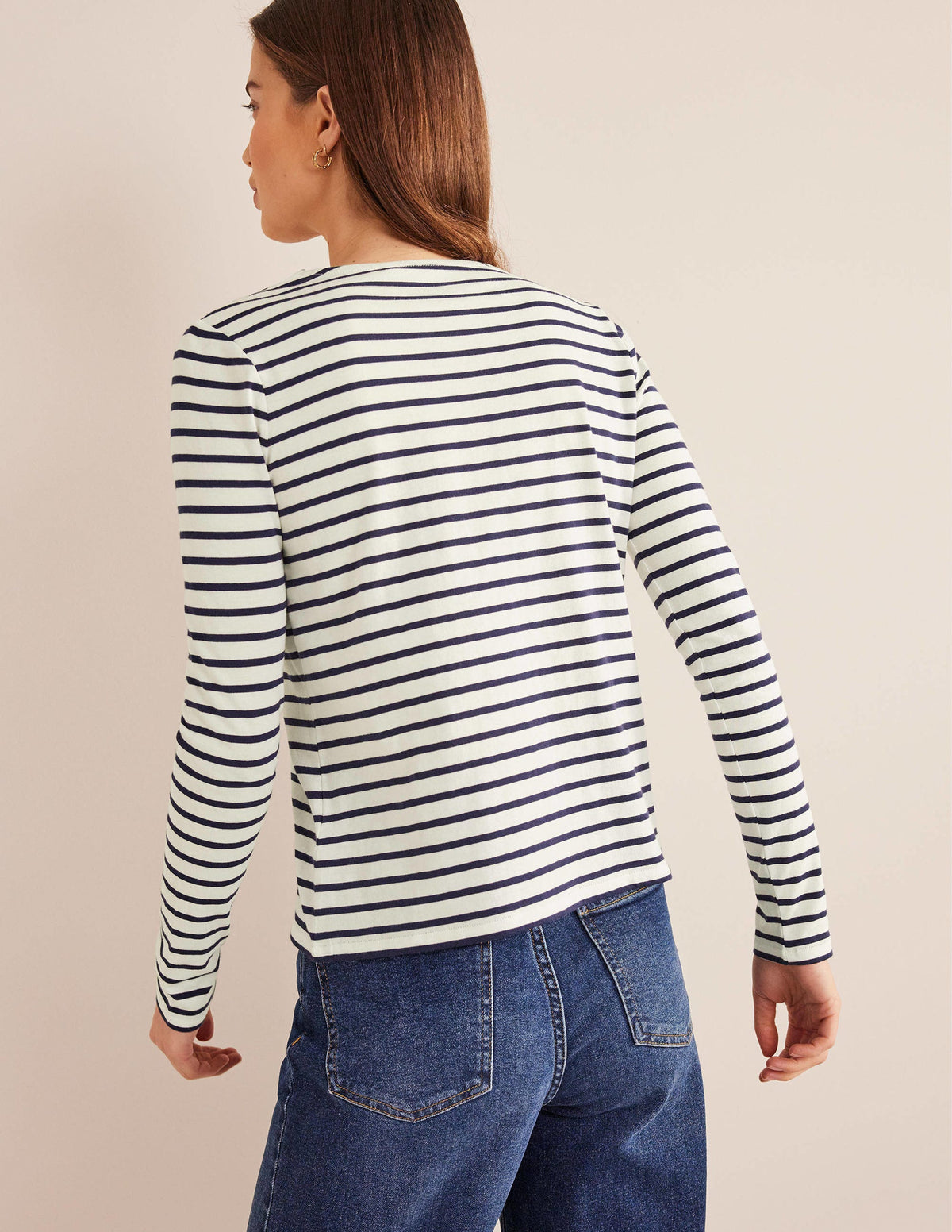 Bea Breton-Shirt mit langen Ärmeln-Naturweiß/Marineblau - Image 3