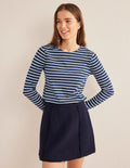 Bea Breton-Shirt mit langen Ärmeln-Marineblau, Naturweiß