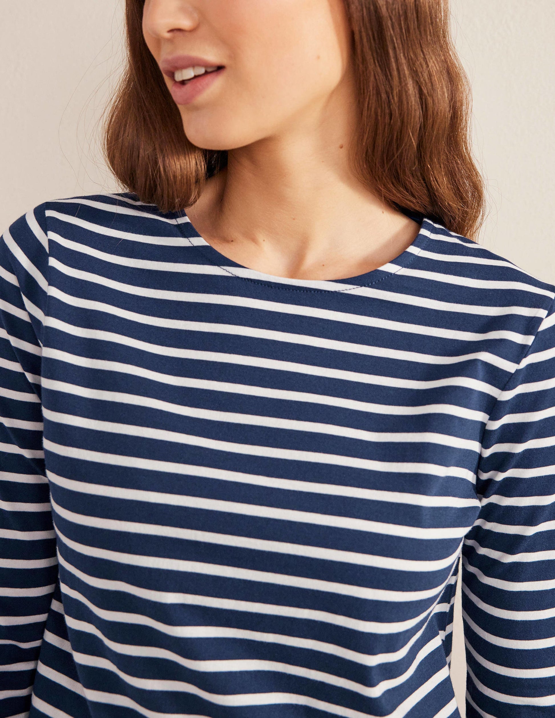 Bea Breton-Shirt mit langen Ärmeln-Marineblau, Naturweiß-2