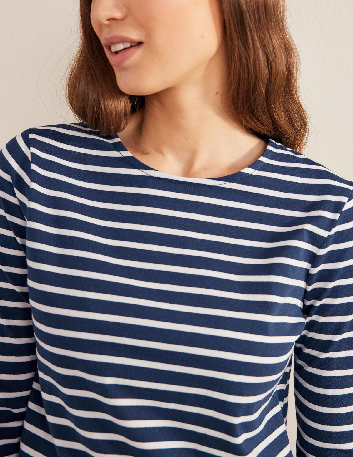 Bea Breton-Shirt mit langen Ärmeln-Marineblau, Naturweiß - Image 2