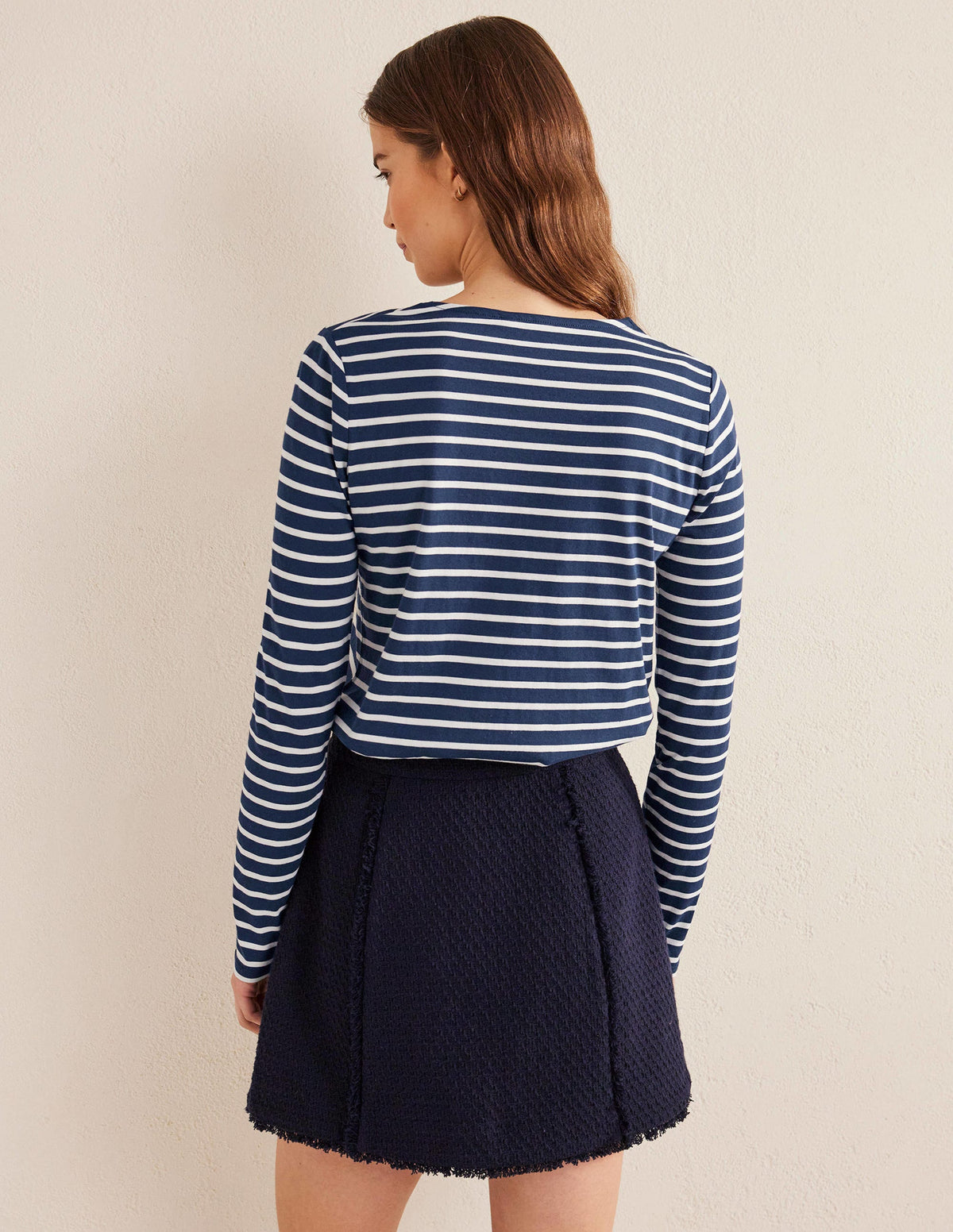 Bea Breton-Shirt mit langen Ärmeln-Marineblau, Naturweiß - Image 3