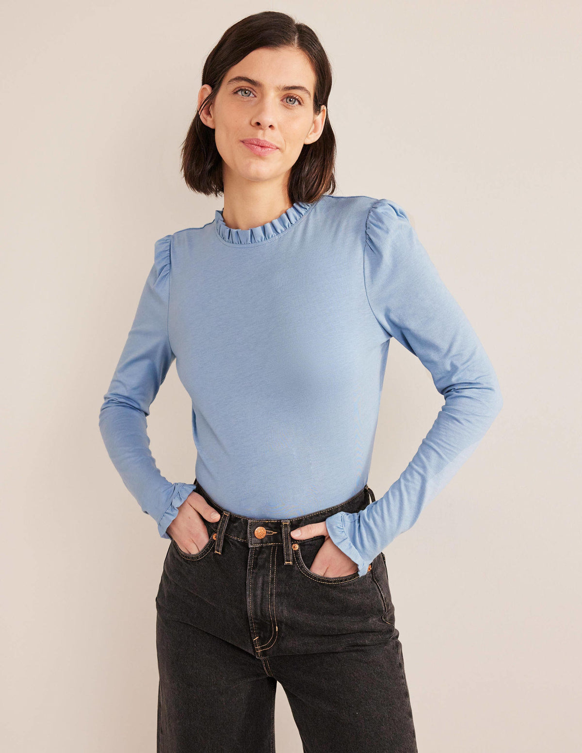 Top volanté ultra-doux-Bleu de Delphes - Image 1