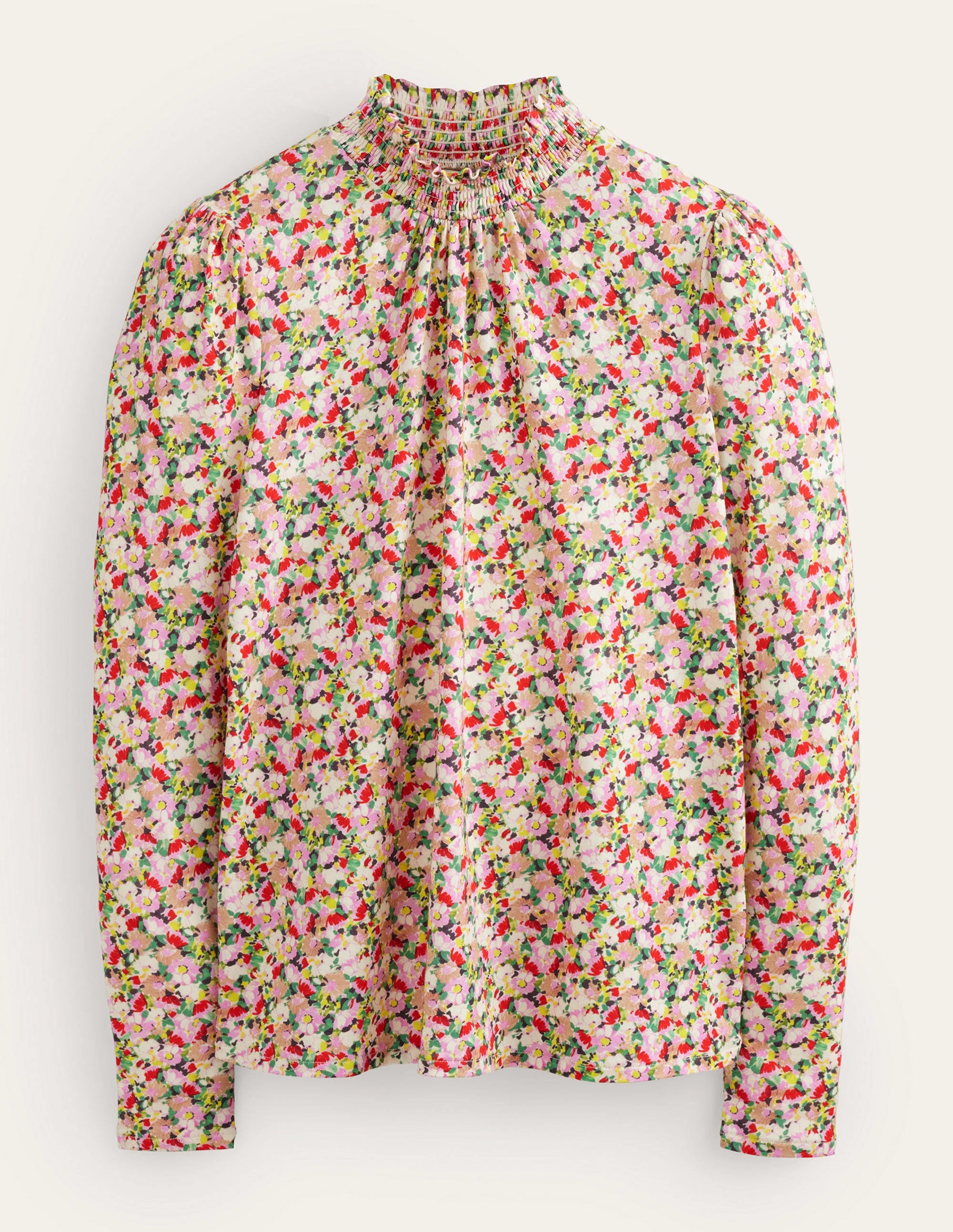 Smocked Neck Printed Top-Multi, Floral - Image 5