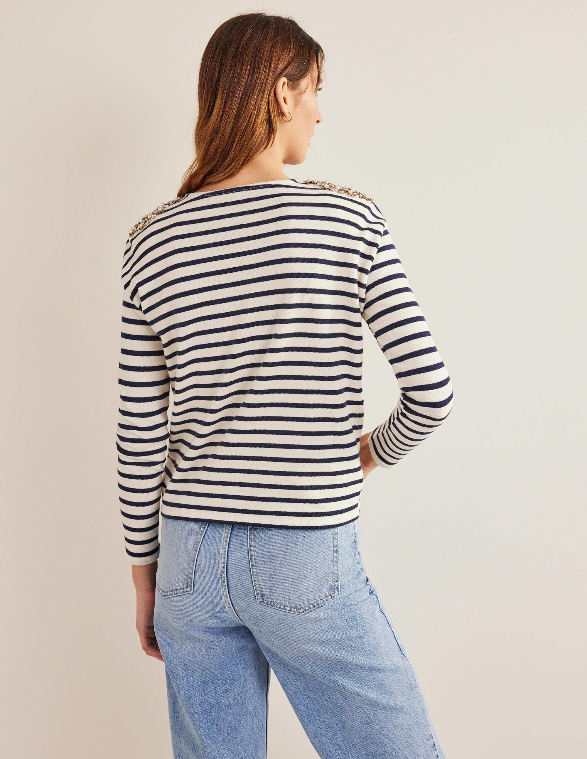 Breton-Oberteil mit Schulterverzierung-Naturweiß/Navy, Verziert - Image 3