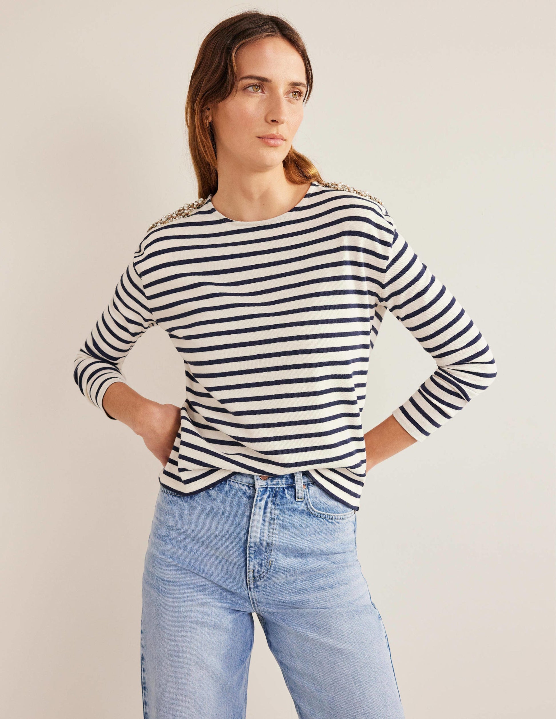 Breton-Oberteil mit Schulterverzierung-Naturweiß/Navy, Verziert-4