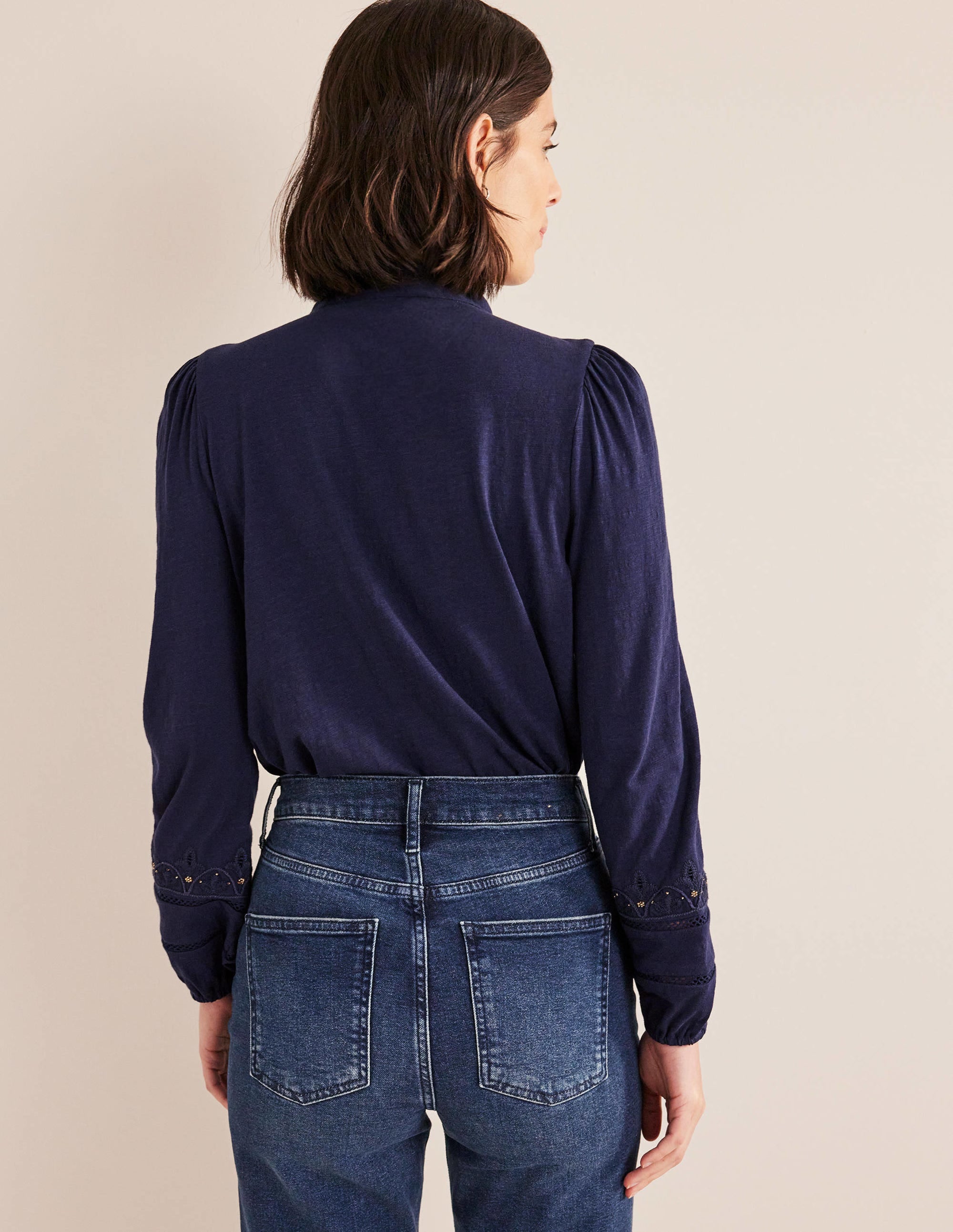 Besticktes Jerseyhemd-Marineblau - Image 3