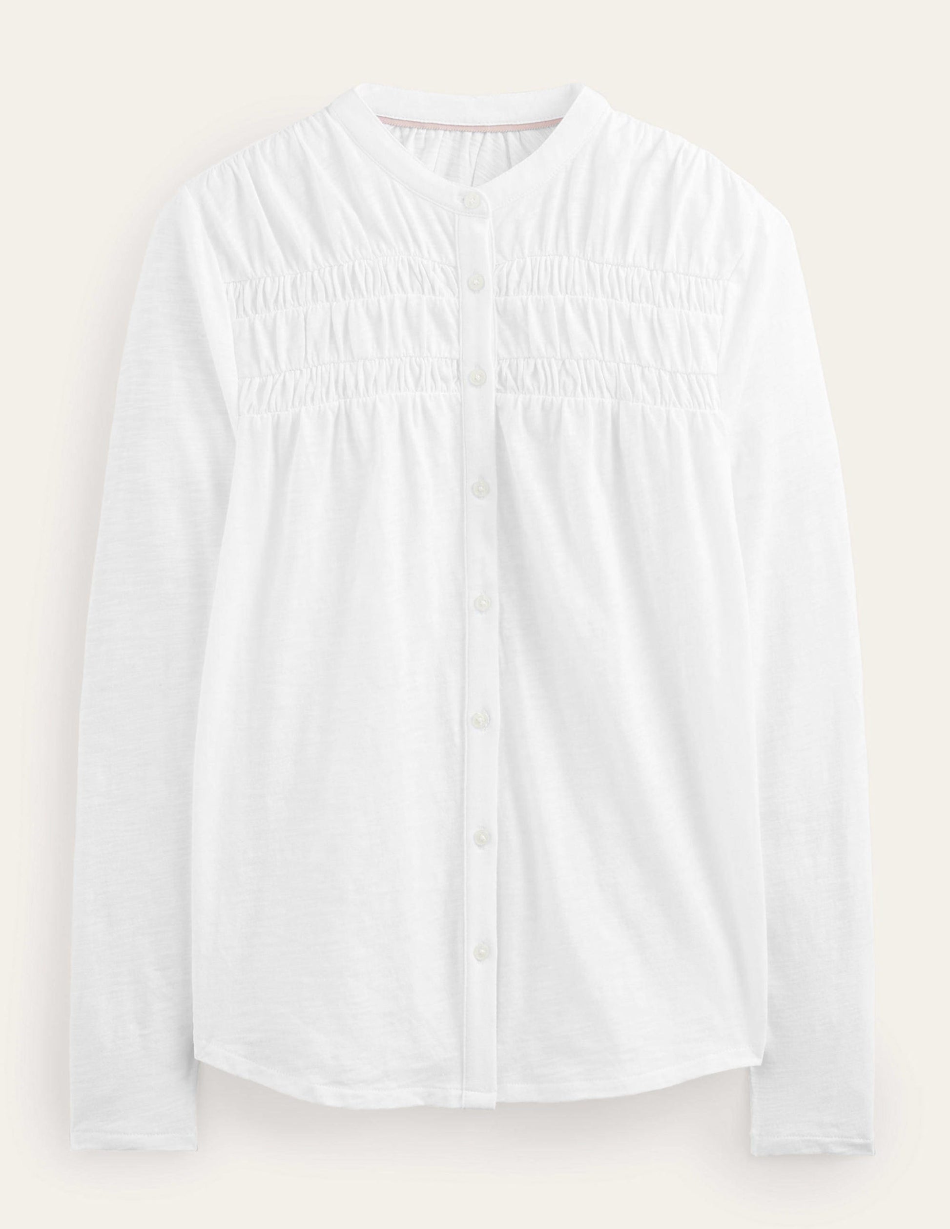 Chemise avec empiècement froncé-Blanc-6