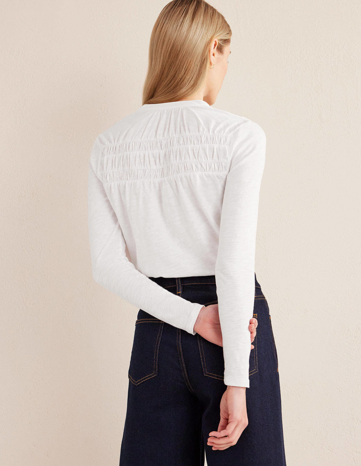 Chemise avec empiècement froncé-Blanc - Image 3