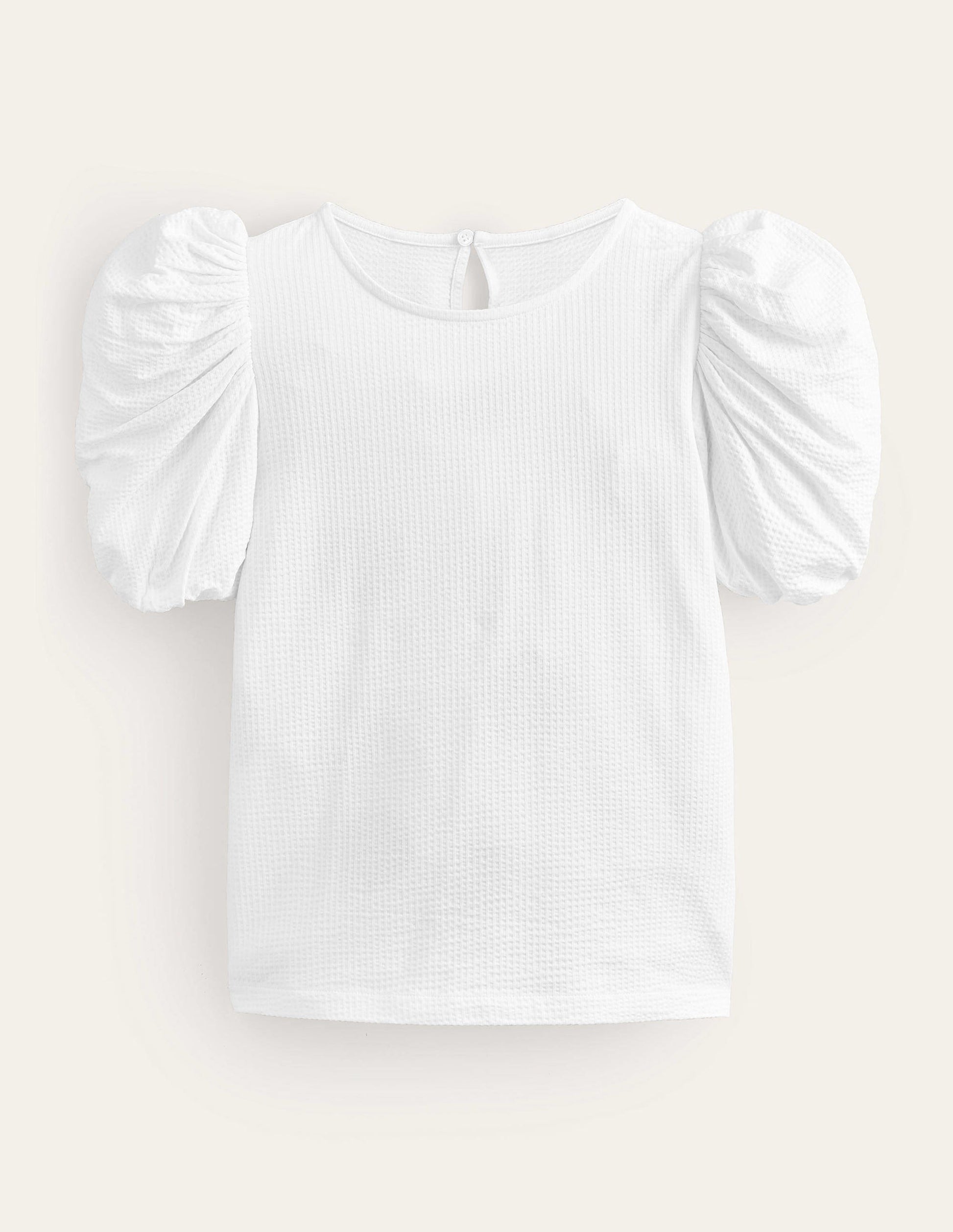 Jerseyoberteil mit Puffärmeln-Weiß-5