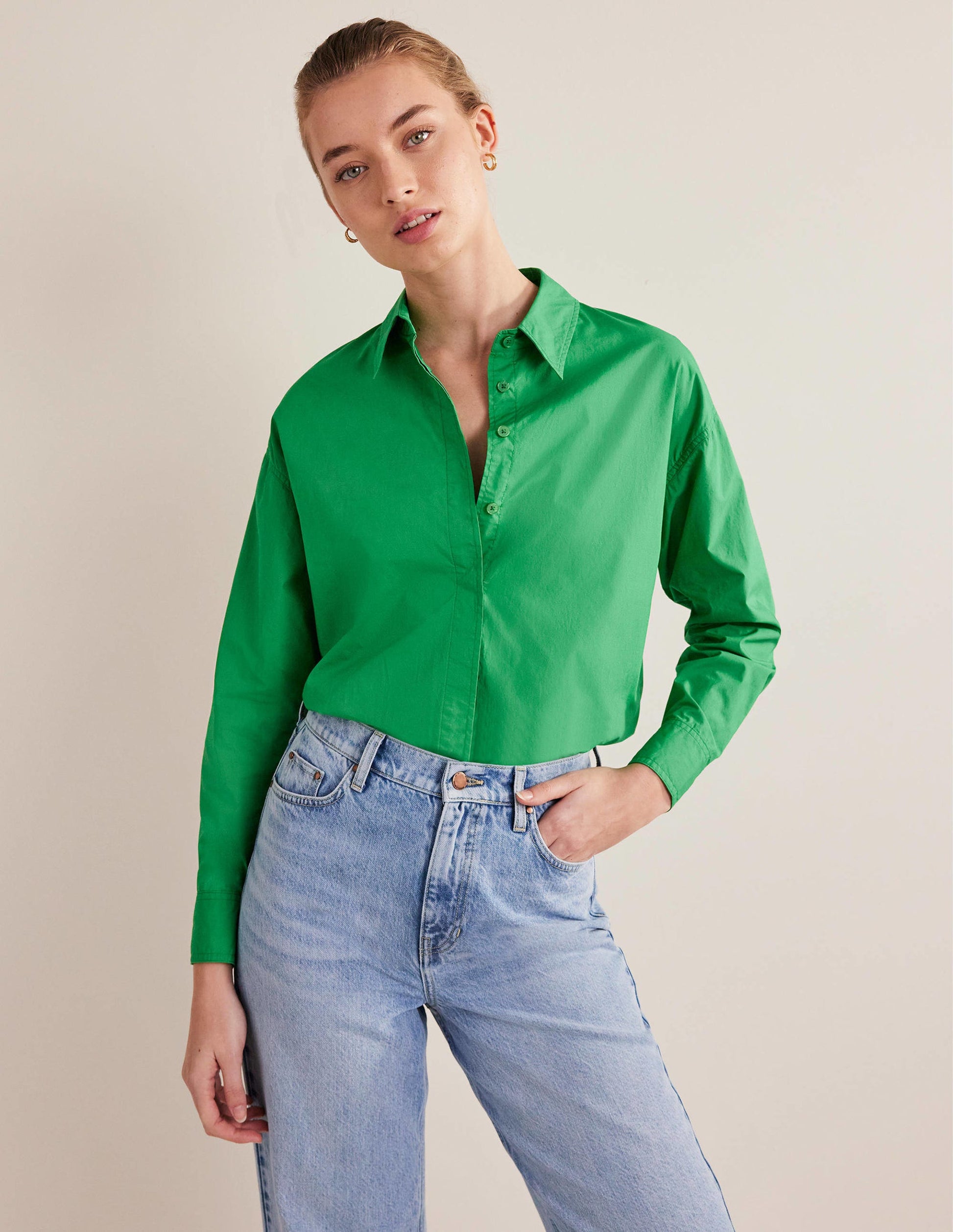 Chemise oversize en coton-Abeille verte-5