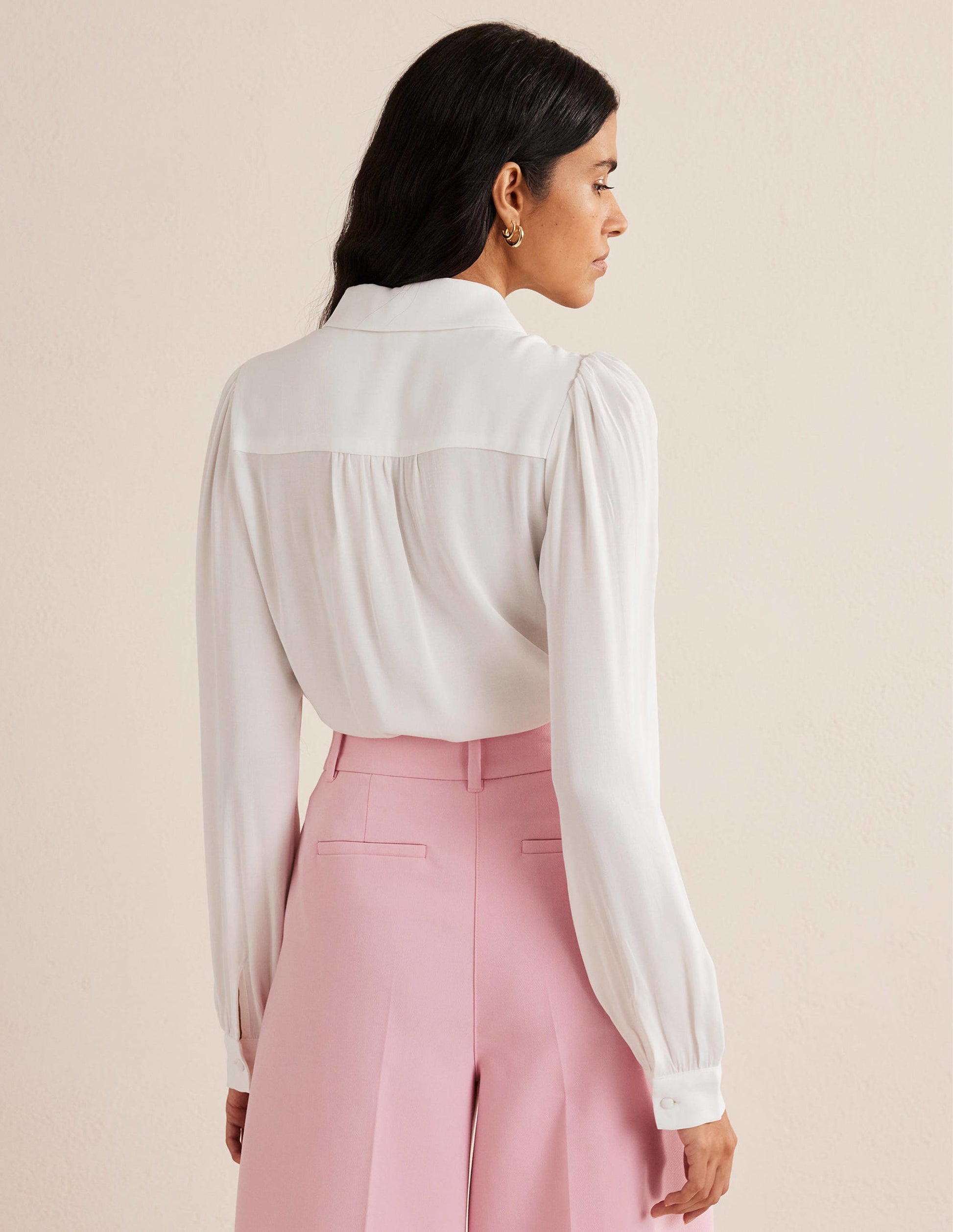 Blouse avec plastron en dentelle-Ivoire-3