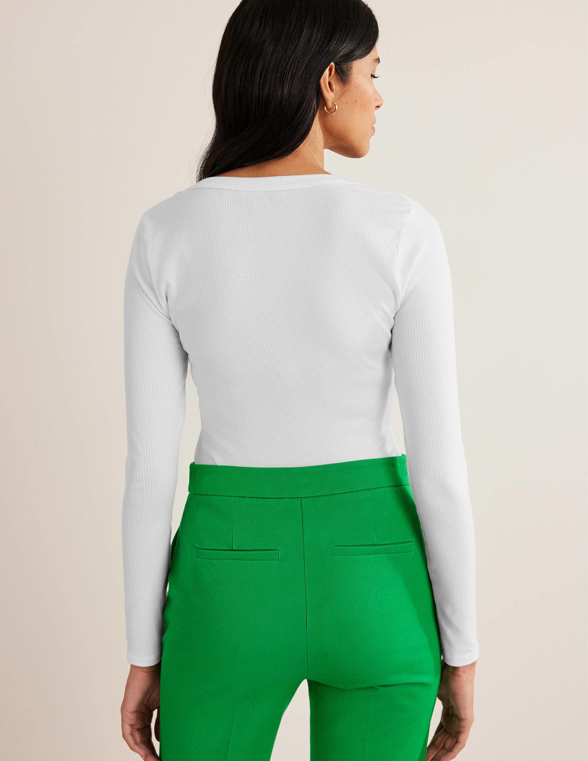 Soft Ribbed Scoop Neck Top-White-3