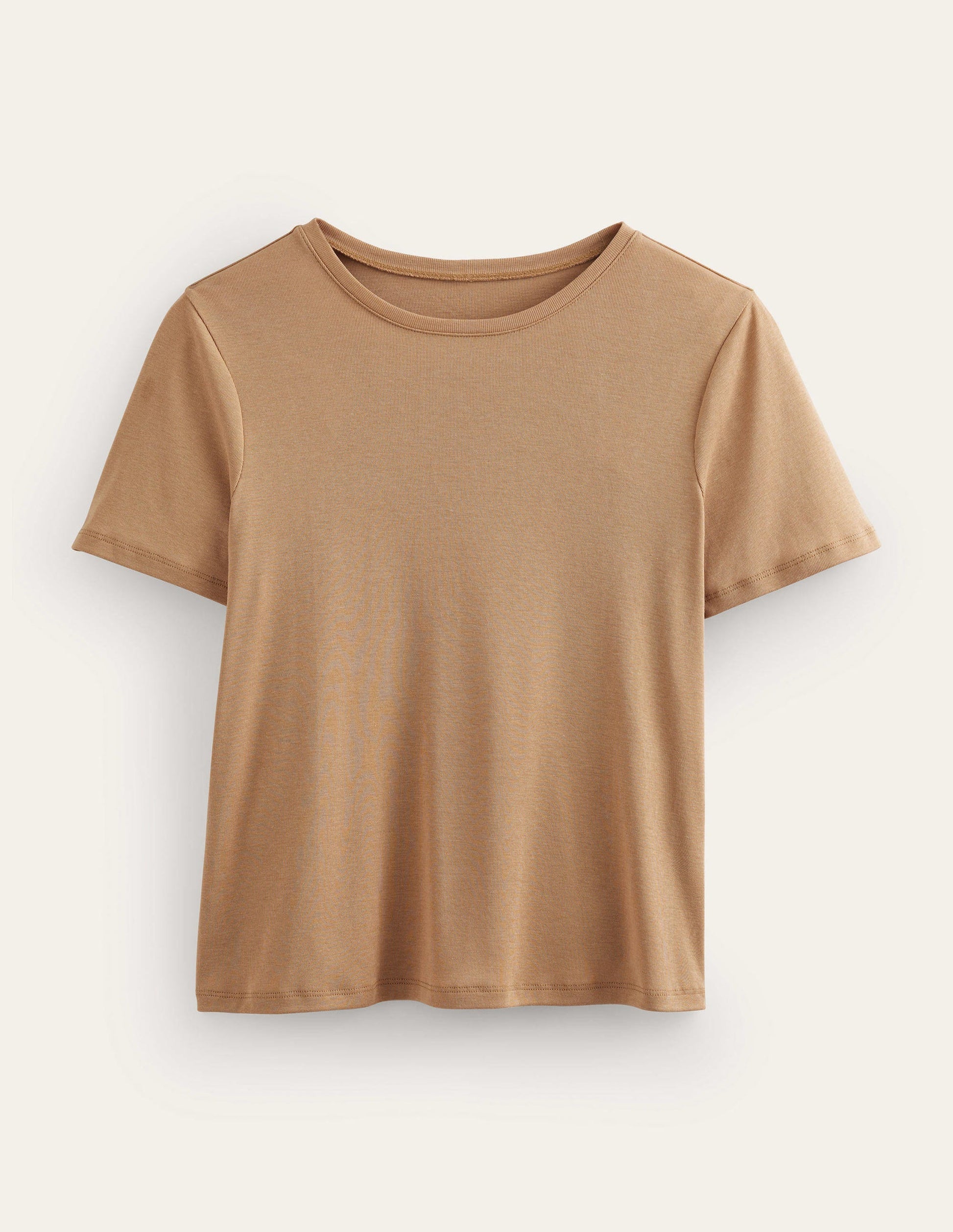 T-shirt col rond en jersey-Camel-6