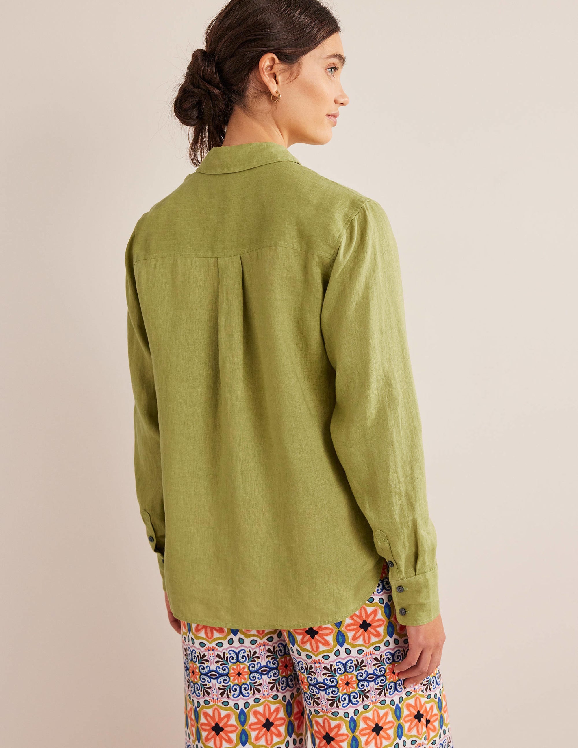 Nouvelle chemise en lin-Citron vert doré - Image 3