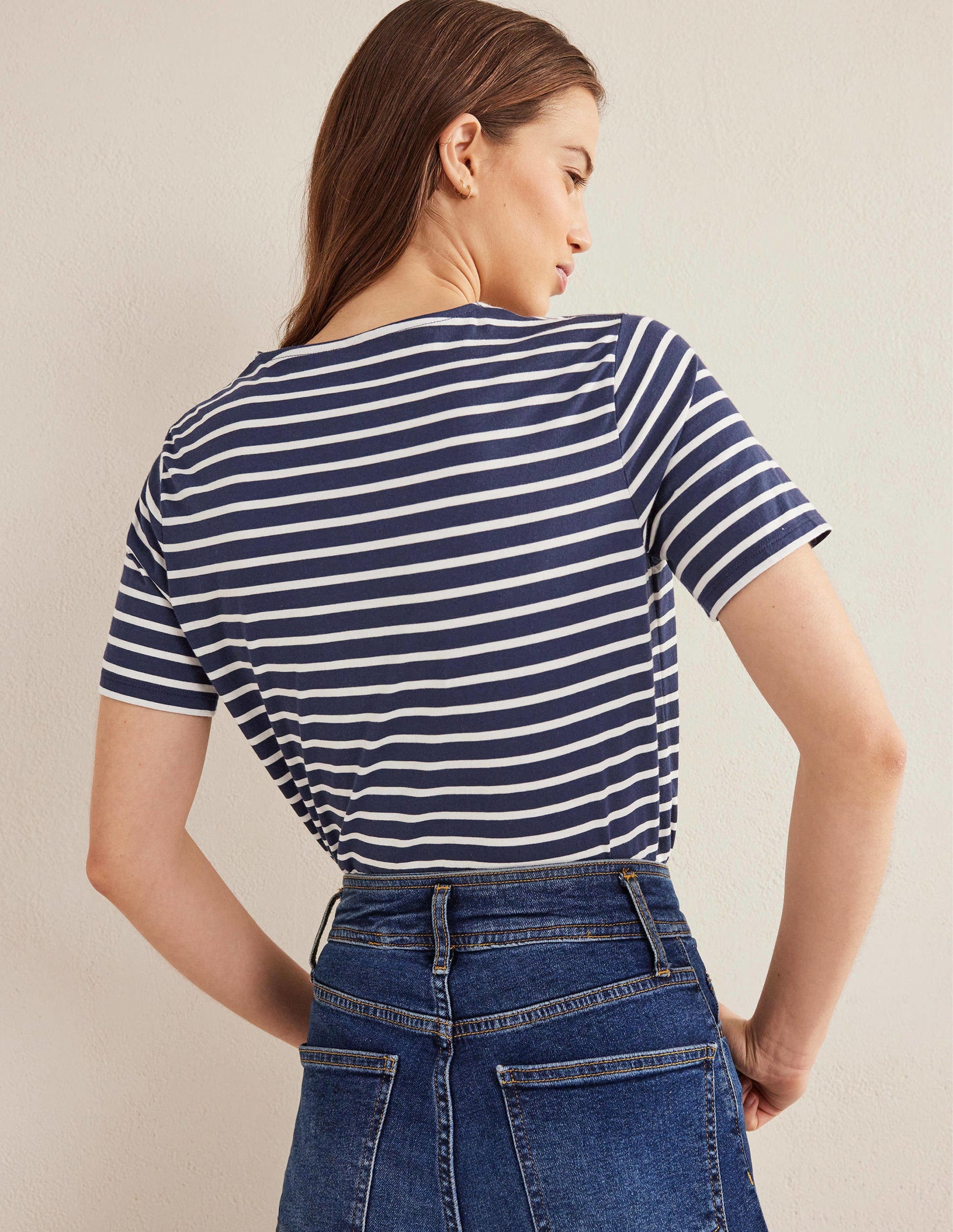 Bea Short Sleeve Breton-Navy, Ivory-3