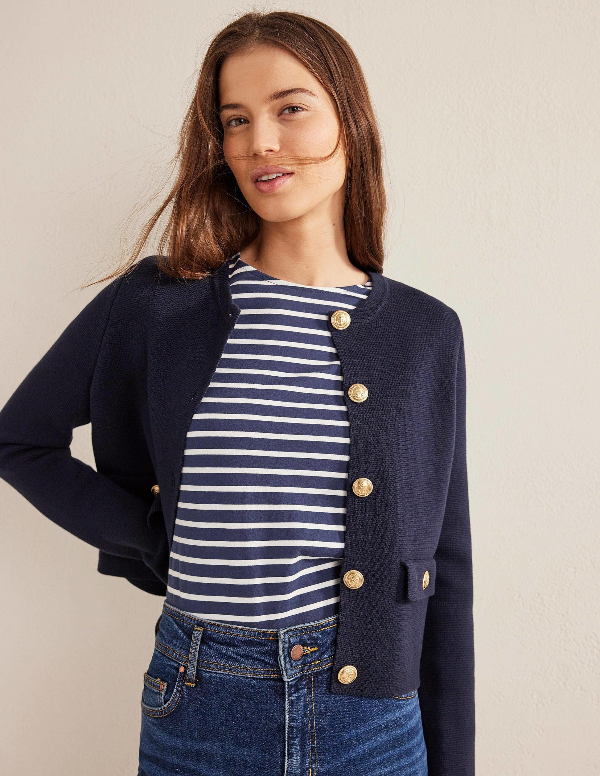 Bea Short Sleeve Breton-Navy, Ivory-4