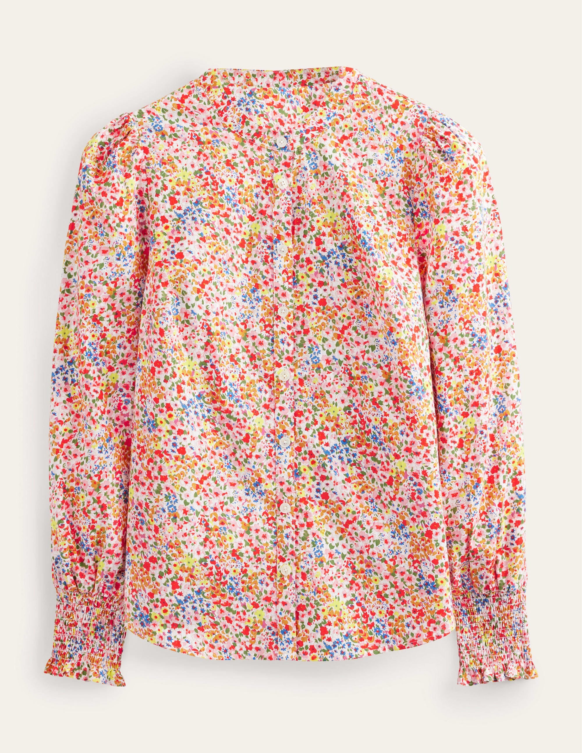 Chemise avec poignets à smocks-Tournesol, motif Gardenia Petal - Image 6
