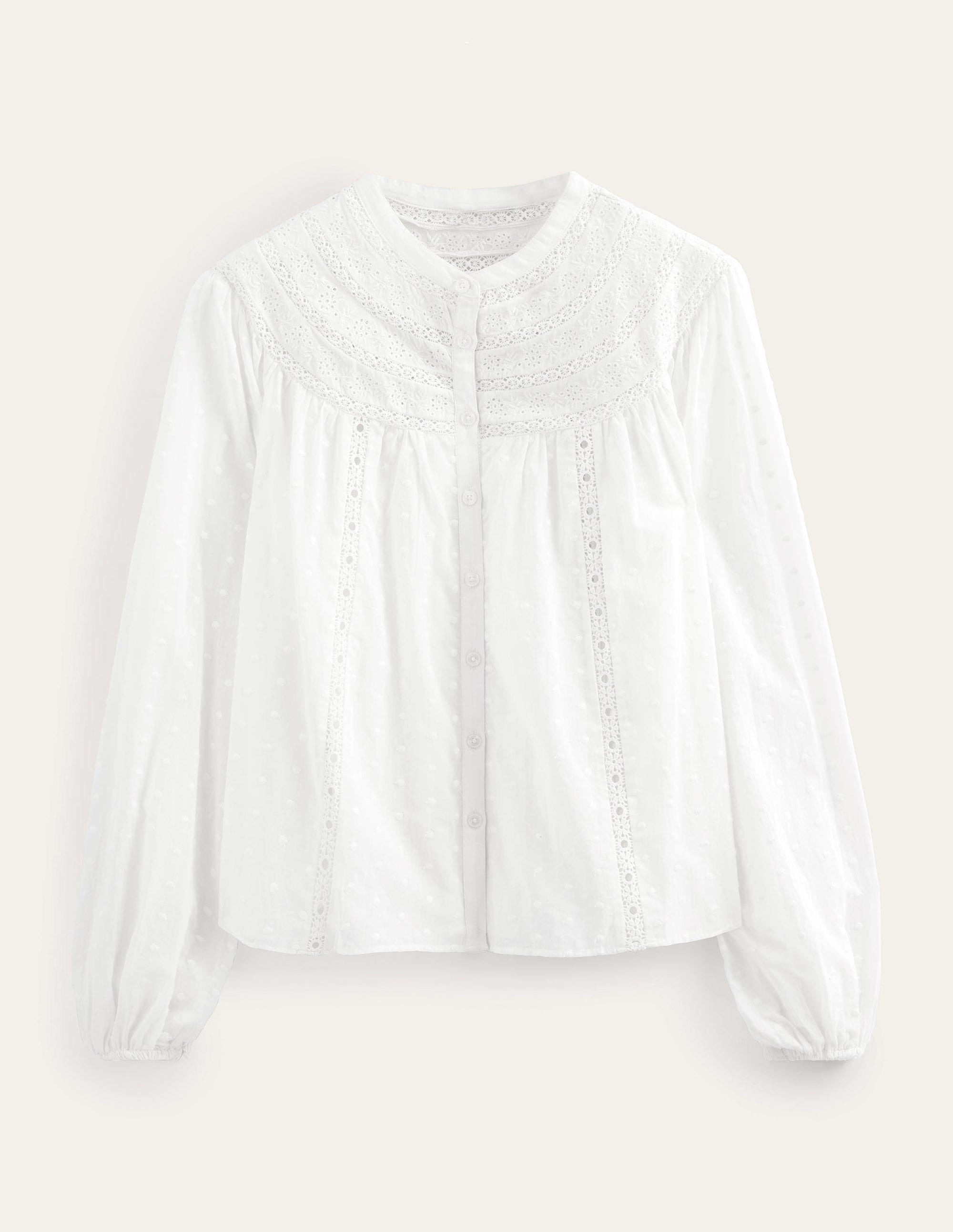 Statement-Bluse mit Spitzenborte-Naturweiß - Image 5