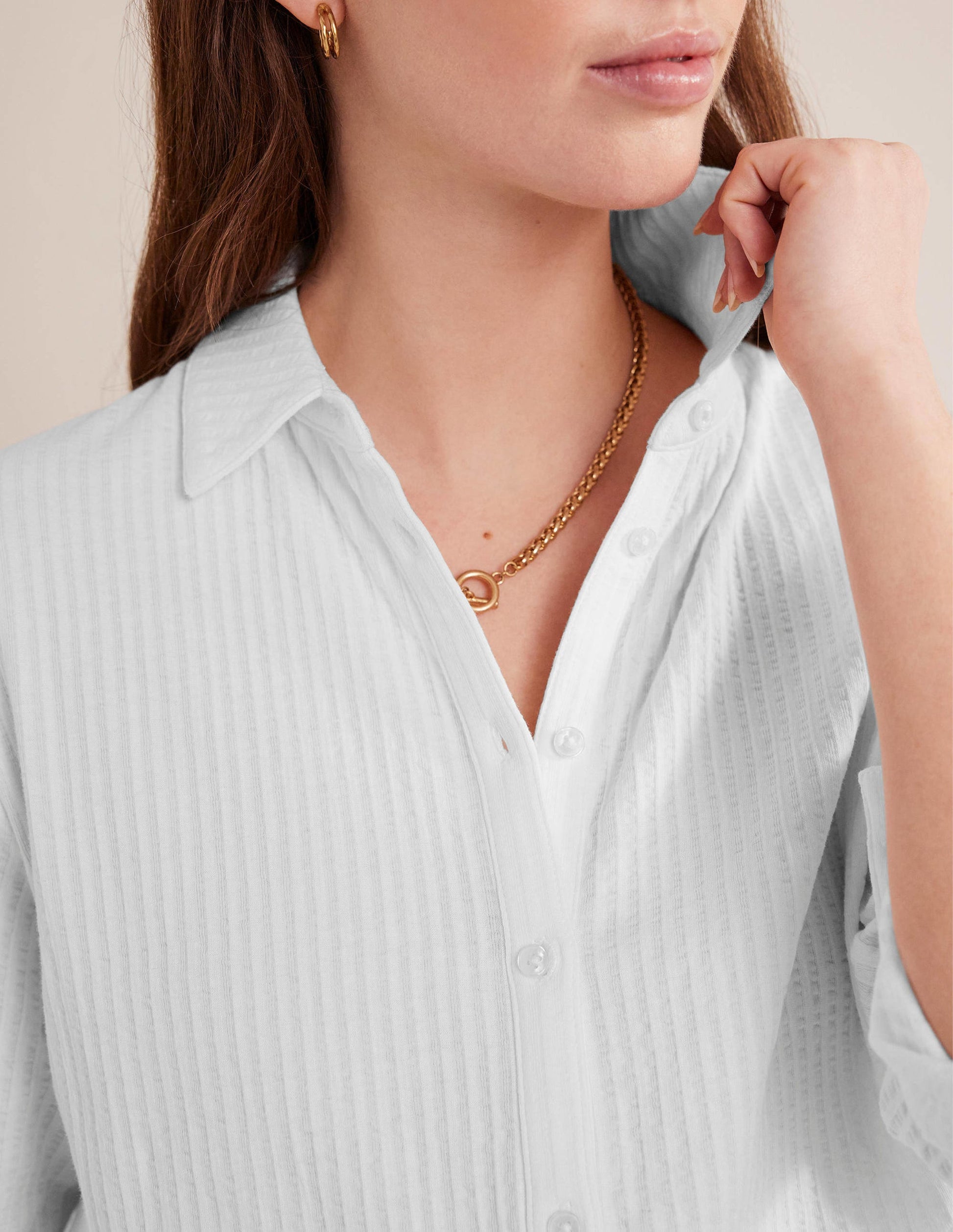 Chemise en jersey texturé-Blanc-2