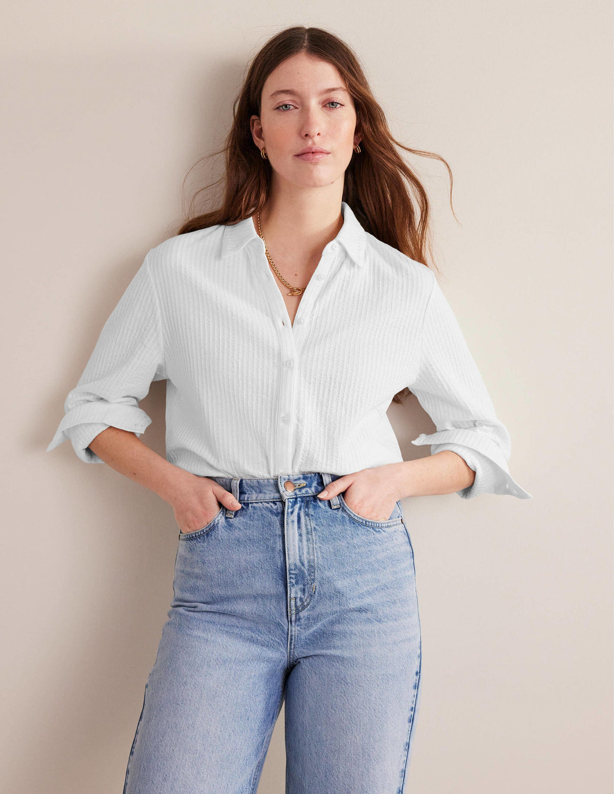 Chemise en jersey texturé-Blanc - Image 4