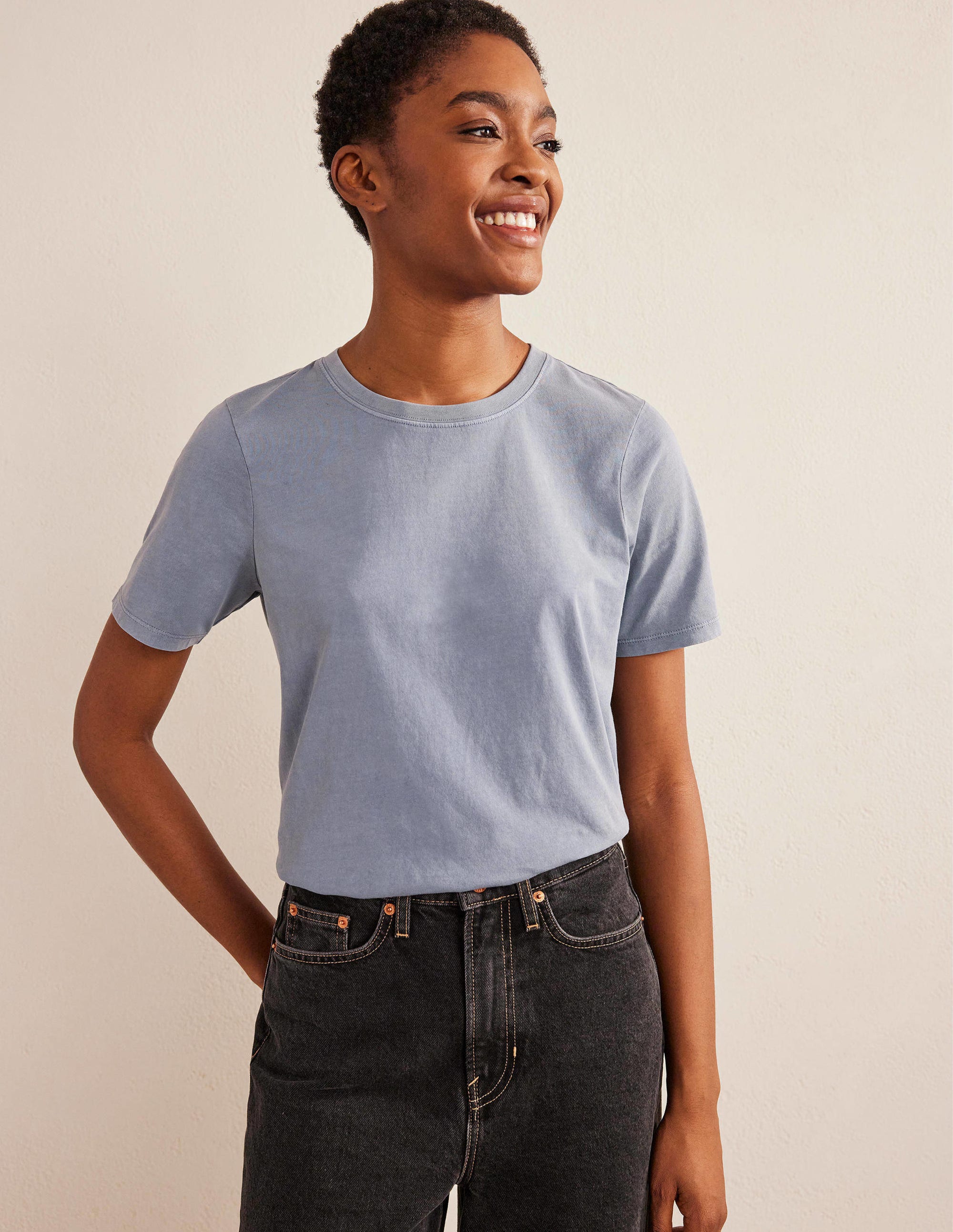 Pflanzlich gefärbtes Rundhals-T-Shirt-Blau - Image 1