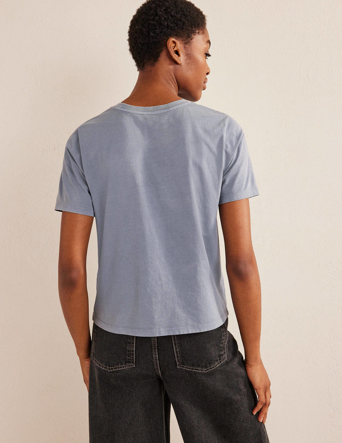 Pflanzlich gefärbtes Rundhals-T-Shirt-Blau - Image 3
