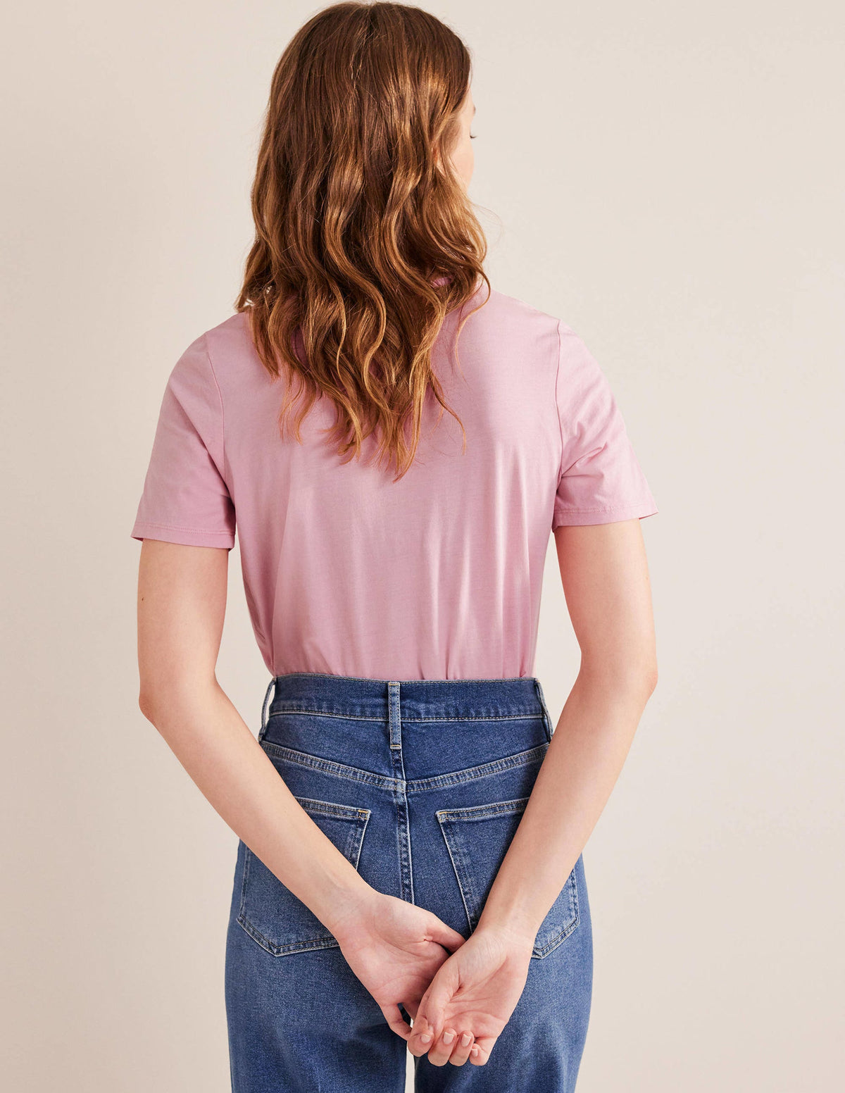 Pflanzlich gefärbtes Rundhals-T-Shirt-Rosa-3