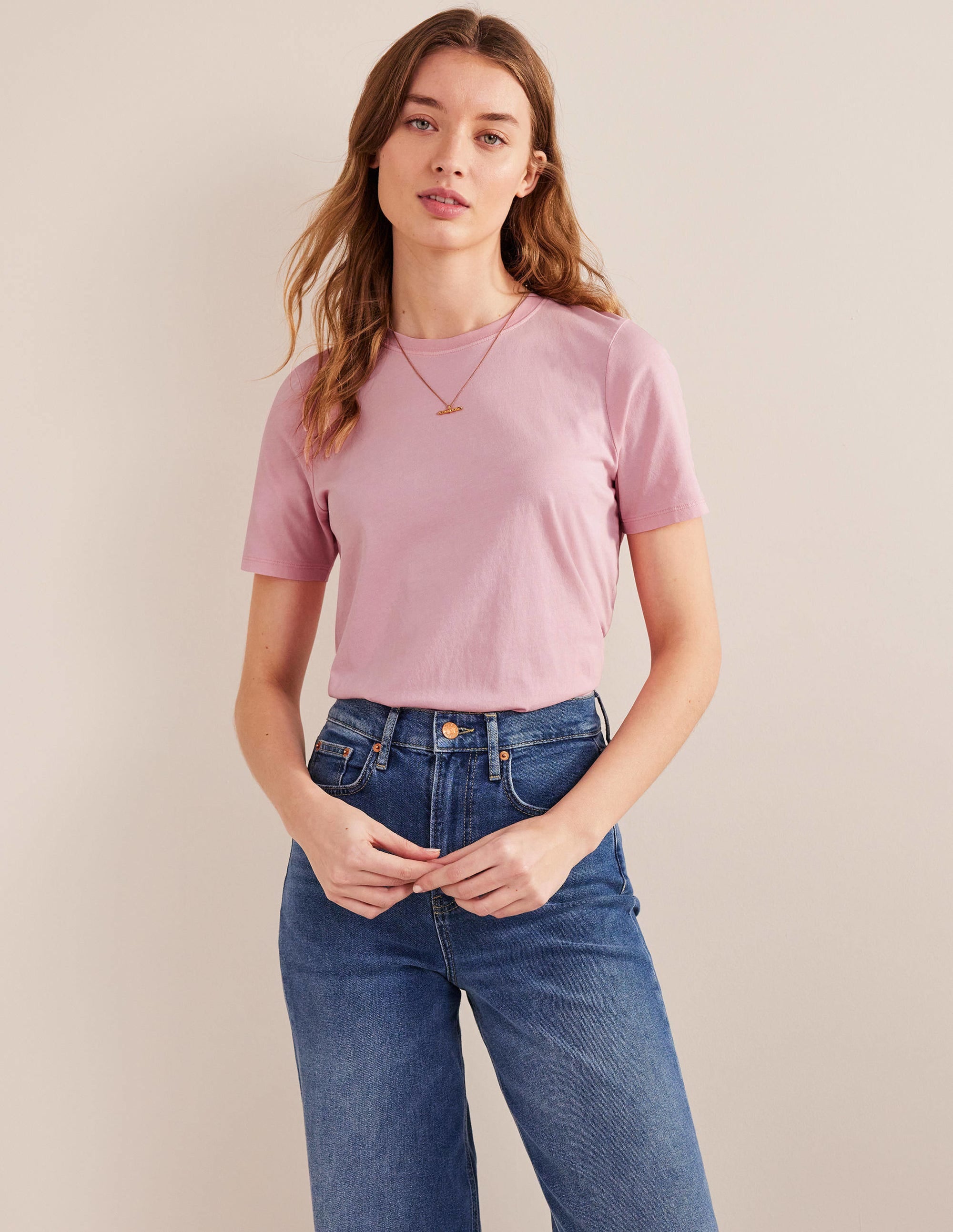 Pflanzlich gefärbtes Rundhals-T-Shirt-Rosa - Image 4