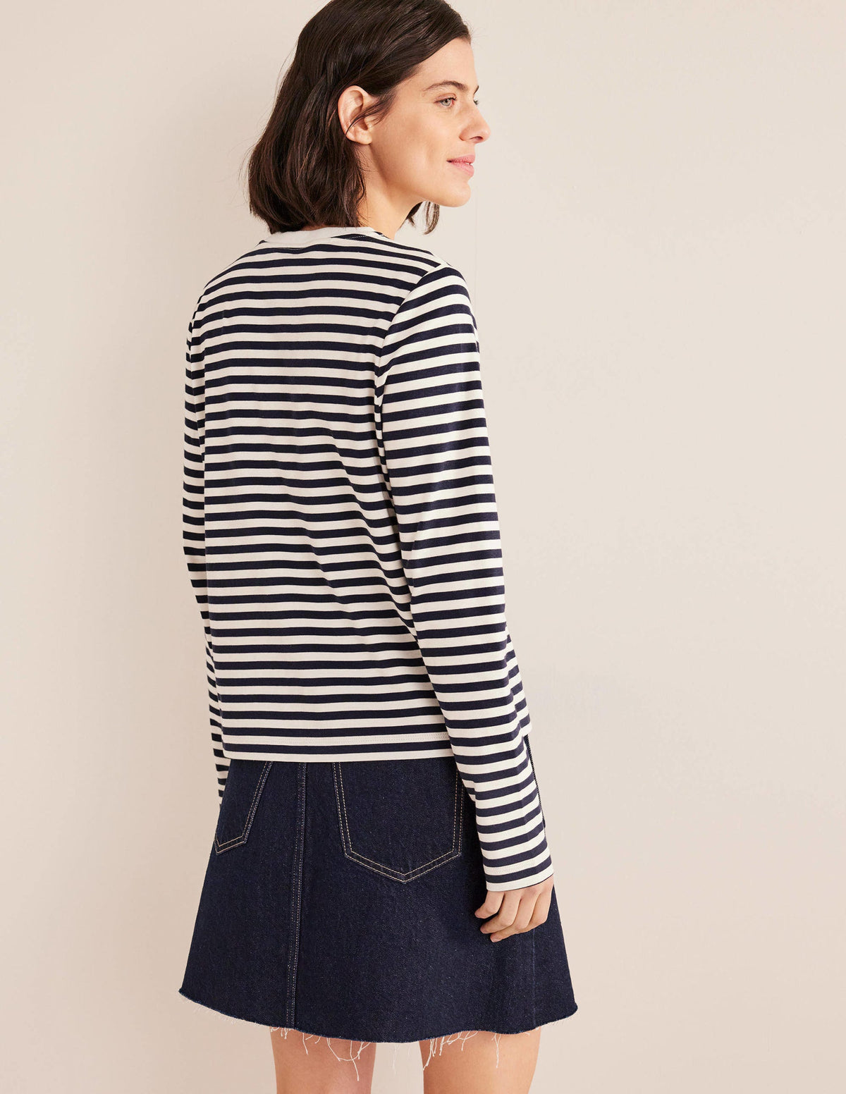 Perfektes Oberteil mit langen Ärmeln-Naturweiß/Navy, Gestreift-3