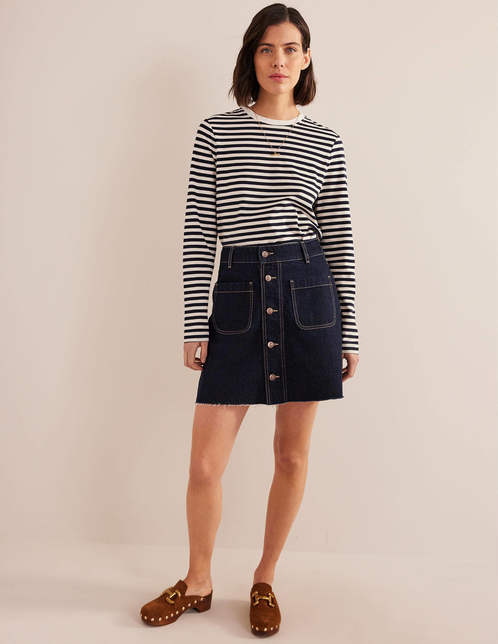 Perfektes Oberteil mit langen Ärmeln-Naturweiß/Navy, Gestreift - Image 4