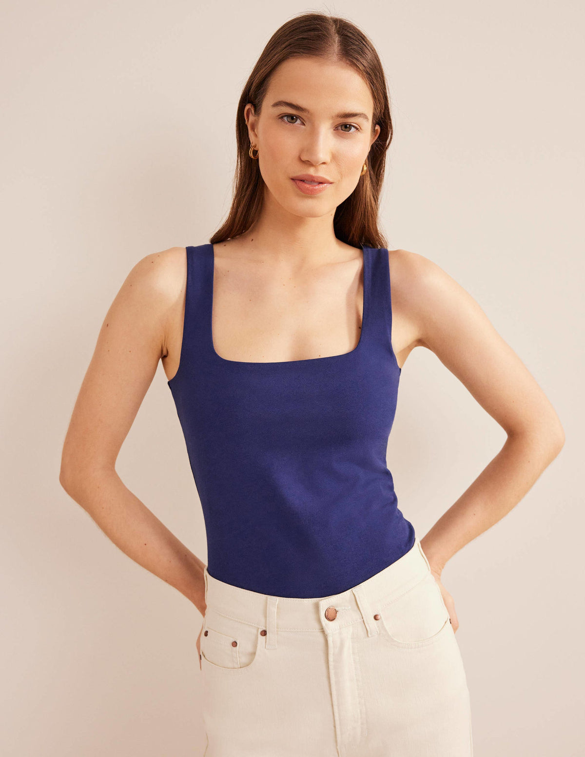 Doppellagiges Tanktop mit eckigem Ausschnitt-Berliner Blau - Image 4