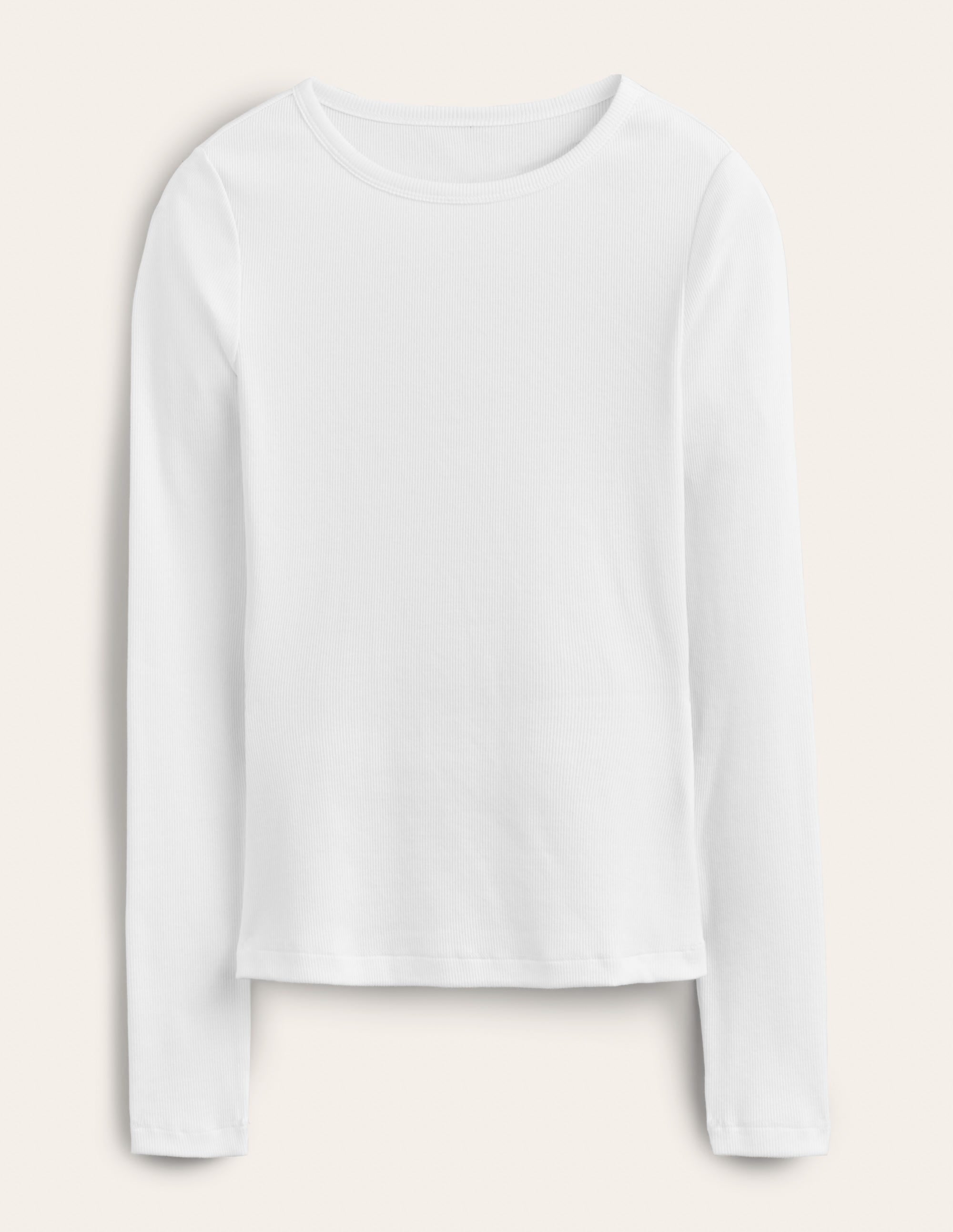 T-shirt côtelé à manches longues en coton-Blanc - Image 5
