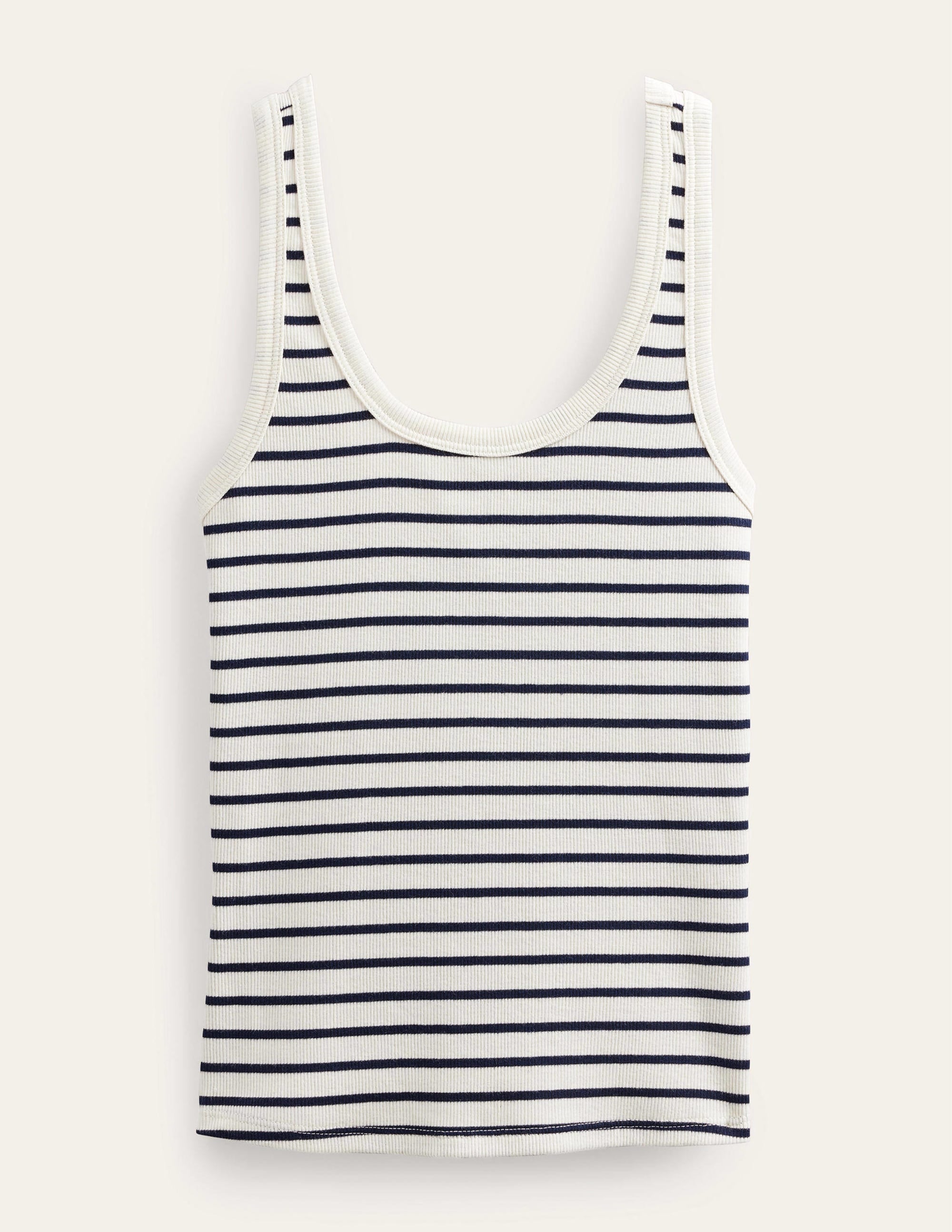 Geripptes Tanktop mit Rundhalsausschnitt-Naturweiß/Navy, Gestreift - Image 5