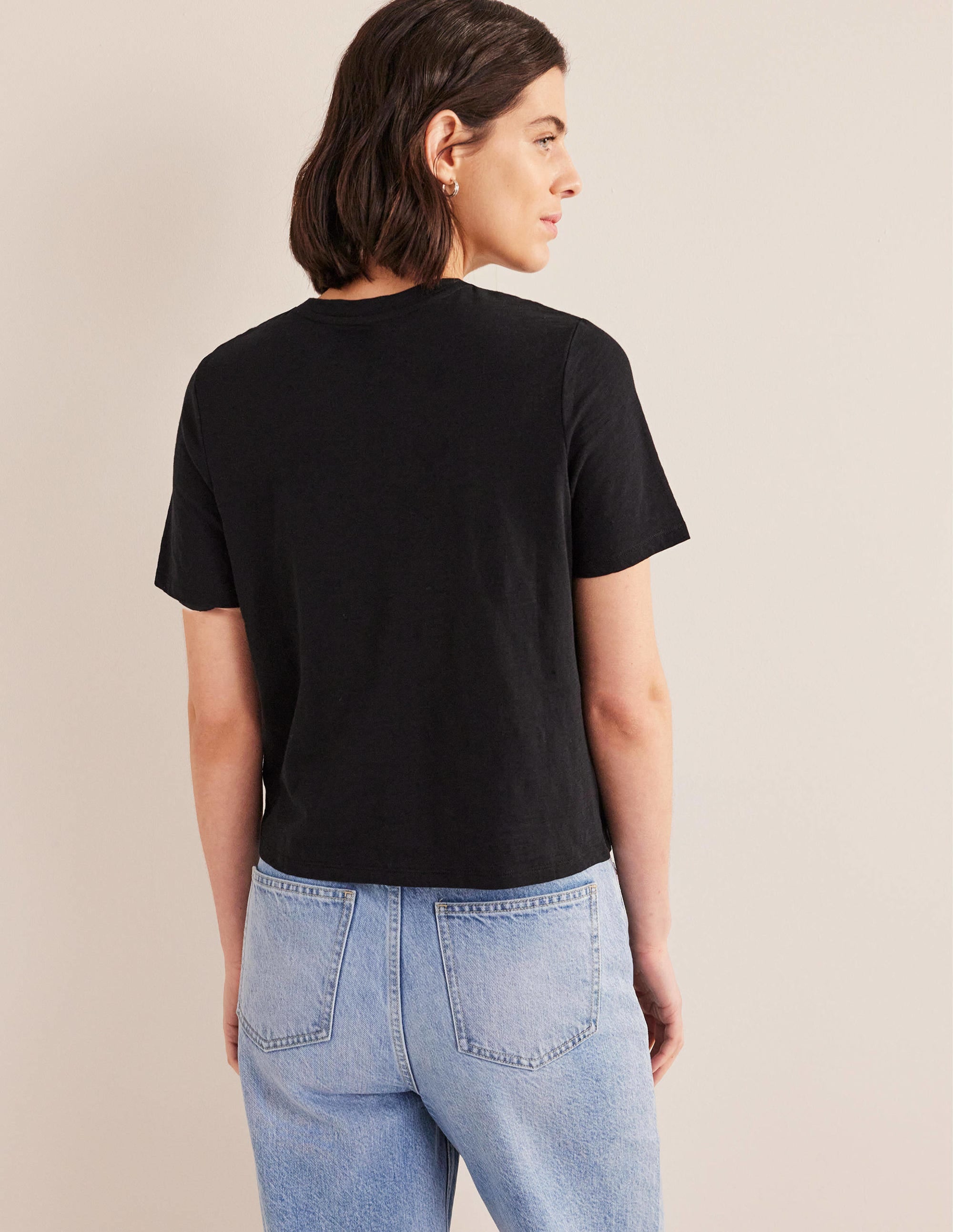 Baumwoll-T-Shirt mit Rundhalsausschnitt-Schwarz - Image 3