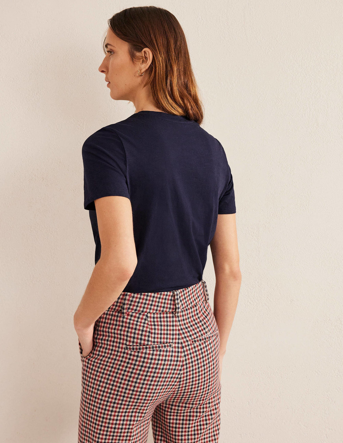 Baumwoll-T-Shirt mit Rundhalsausschnitt-Marineblau-3