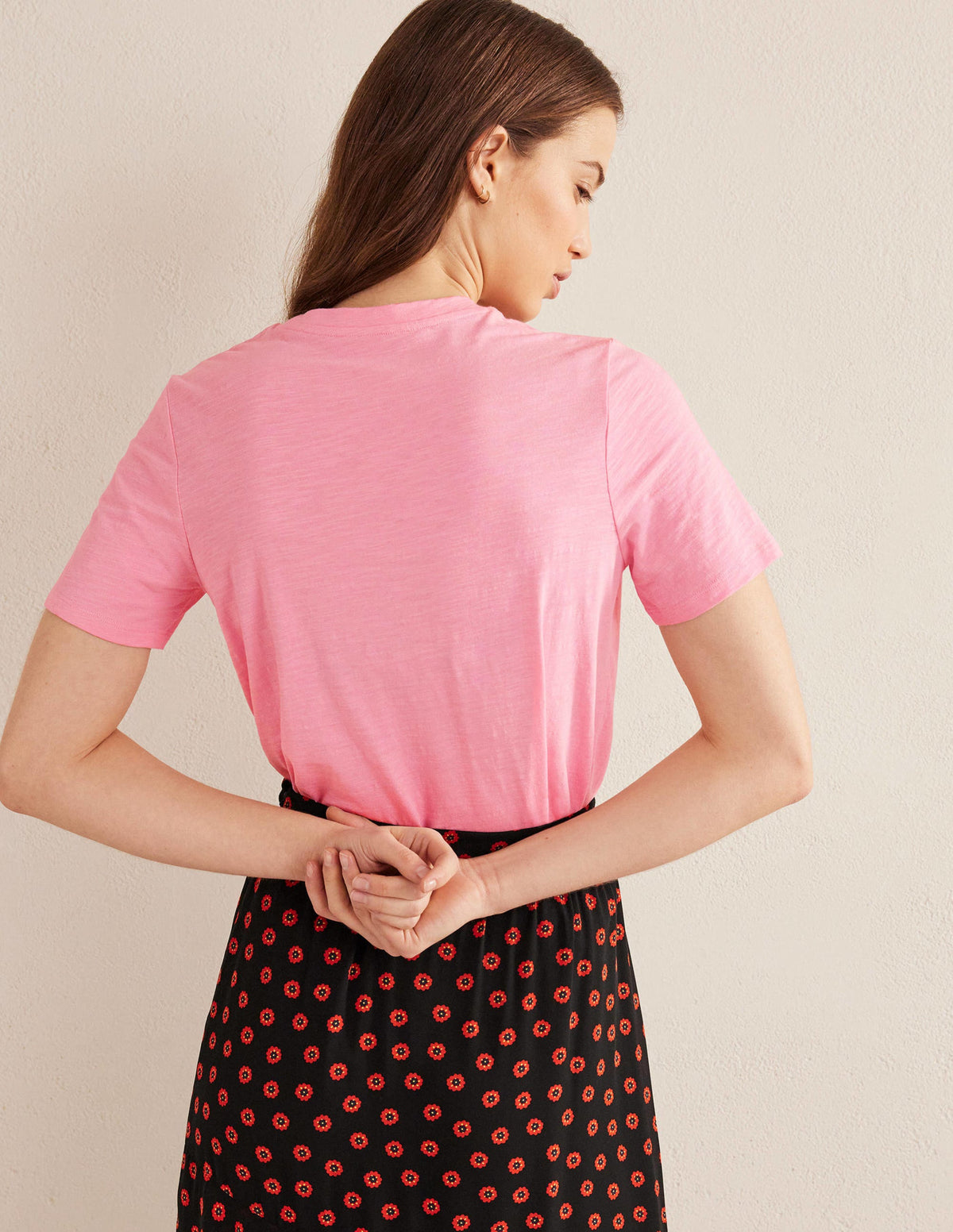 Baumwoll-T-Shirt mit Rundhalsausschnitt-Cameo-Rosa - Image 3