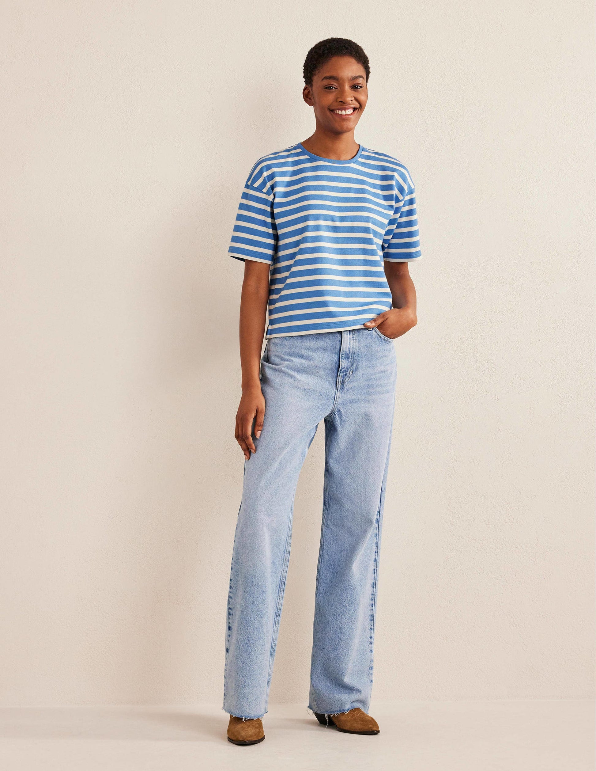 Oversize Breton-T-Shirt-Porzellanblau/Naturweiß, Gestreift-4