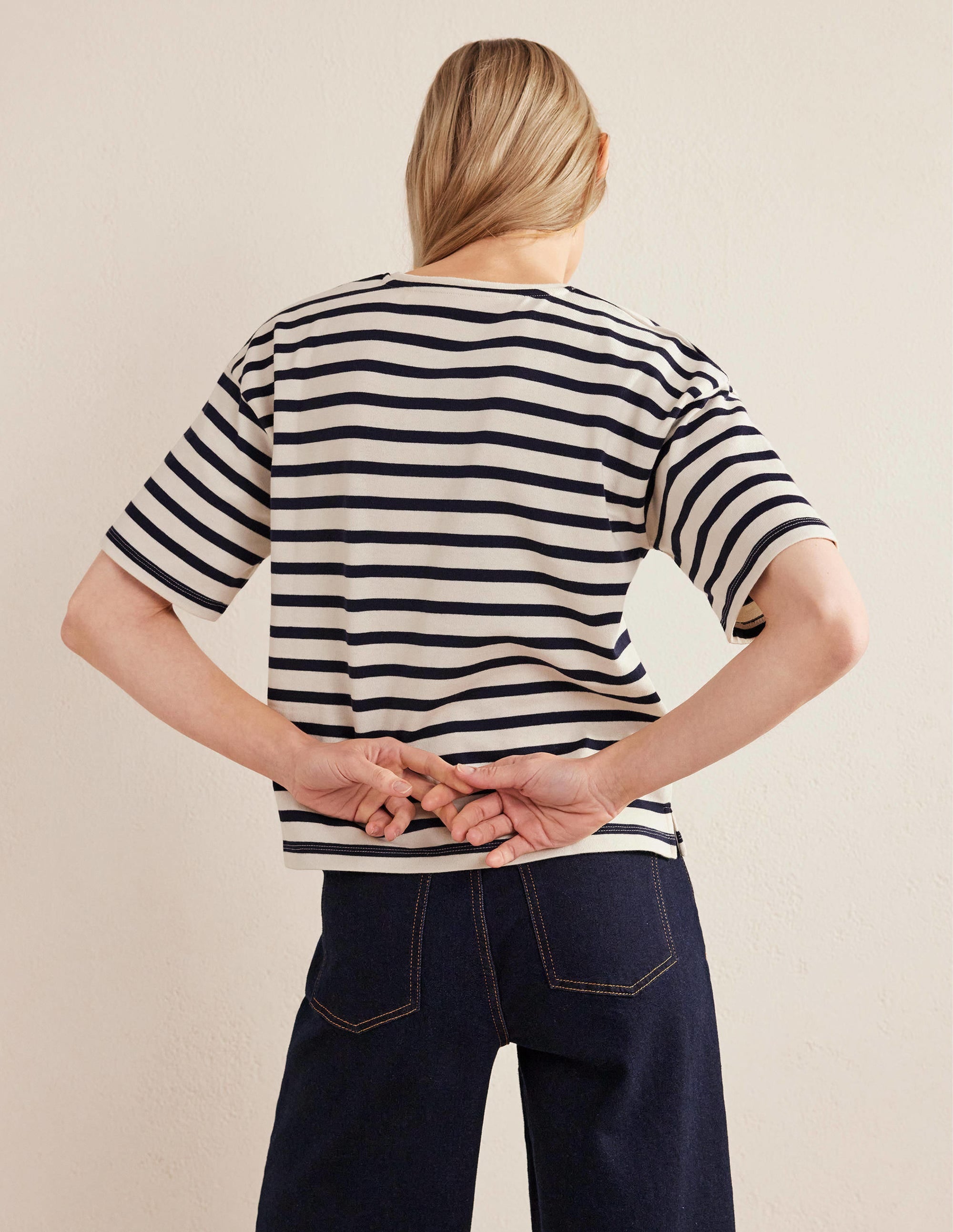 Marinière oversize-Rayé ivoire/bleu marine - Image 3