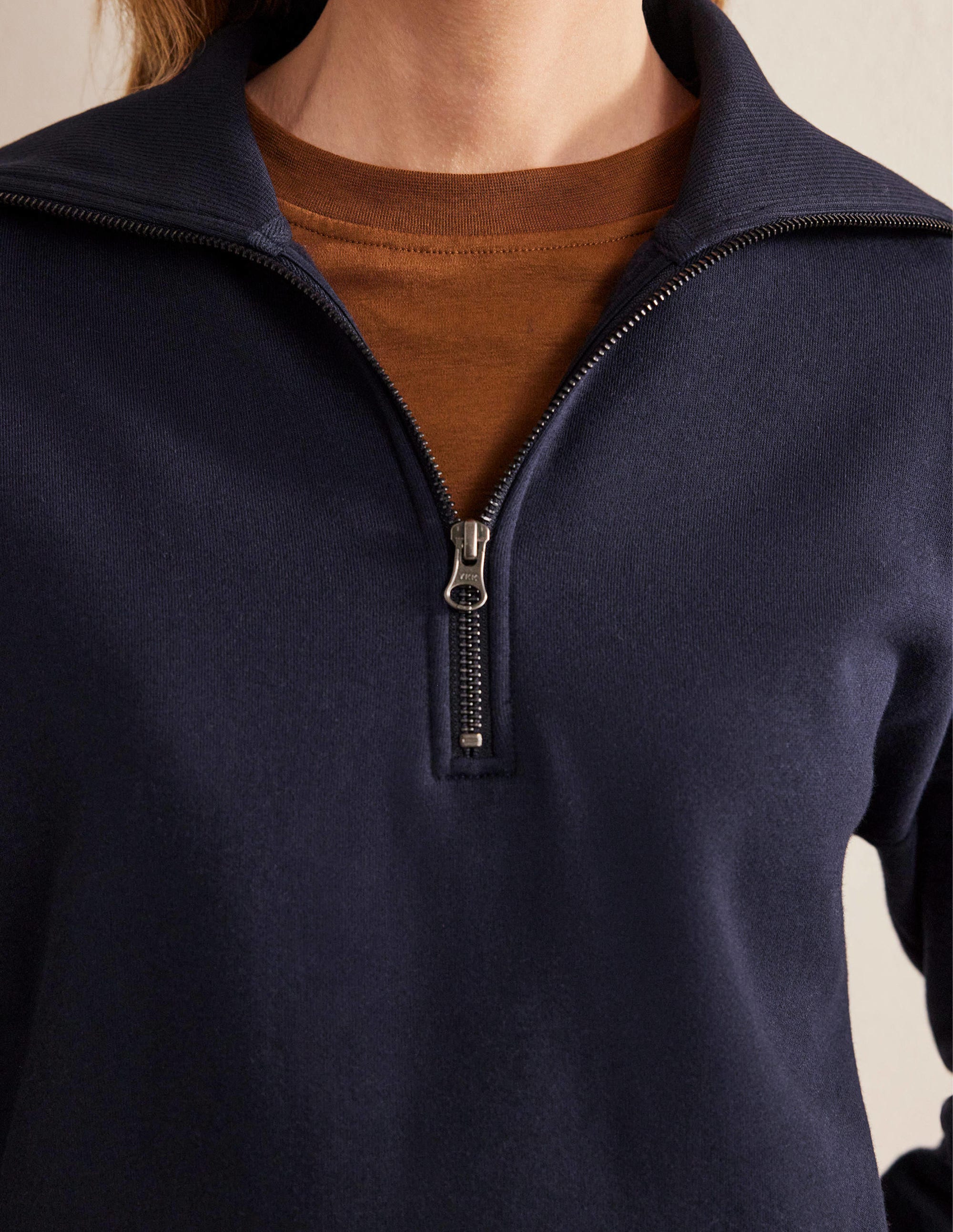 Sweat zippé à col cheminée-Bleu marine - Image 2