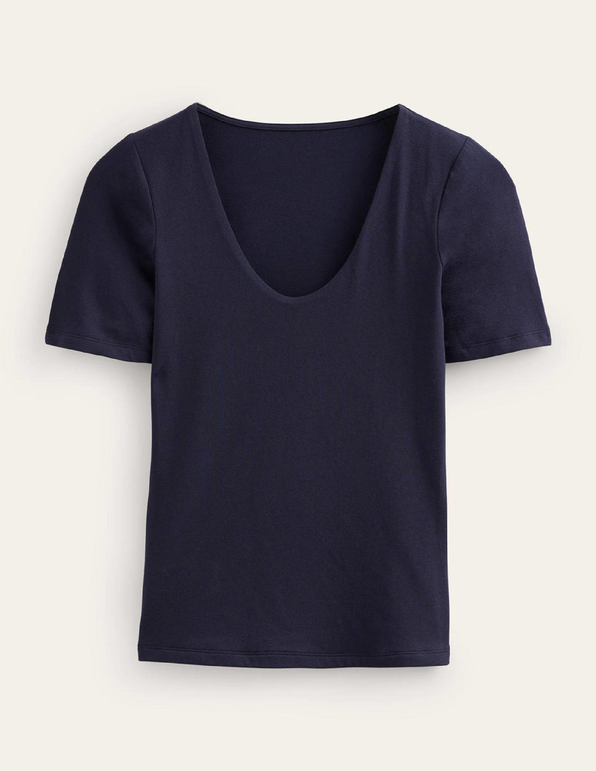 Doppellagiges Oberteil mit Kurzarm-Marineblau-5