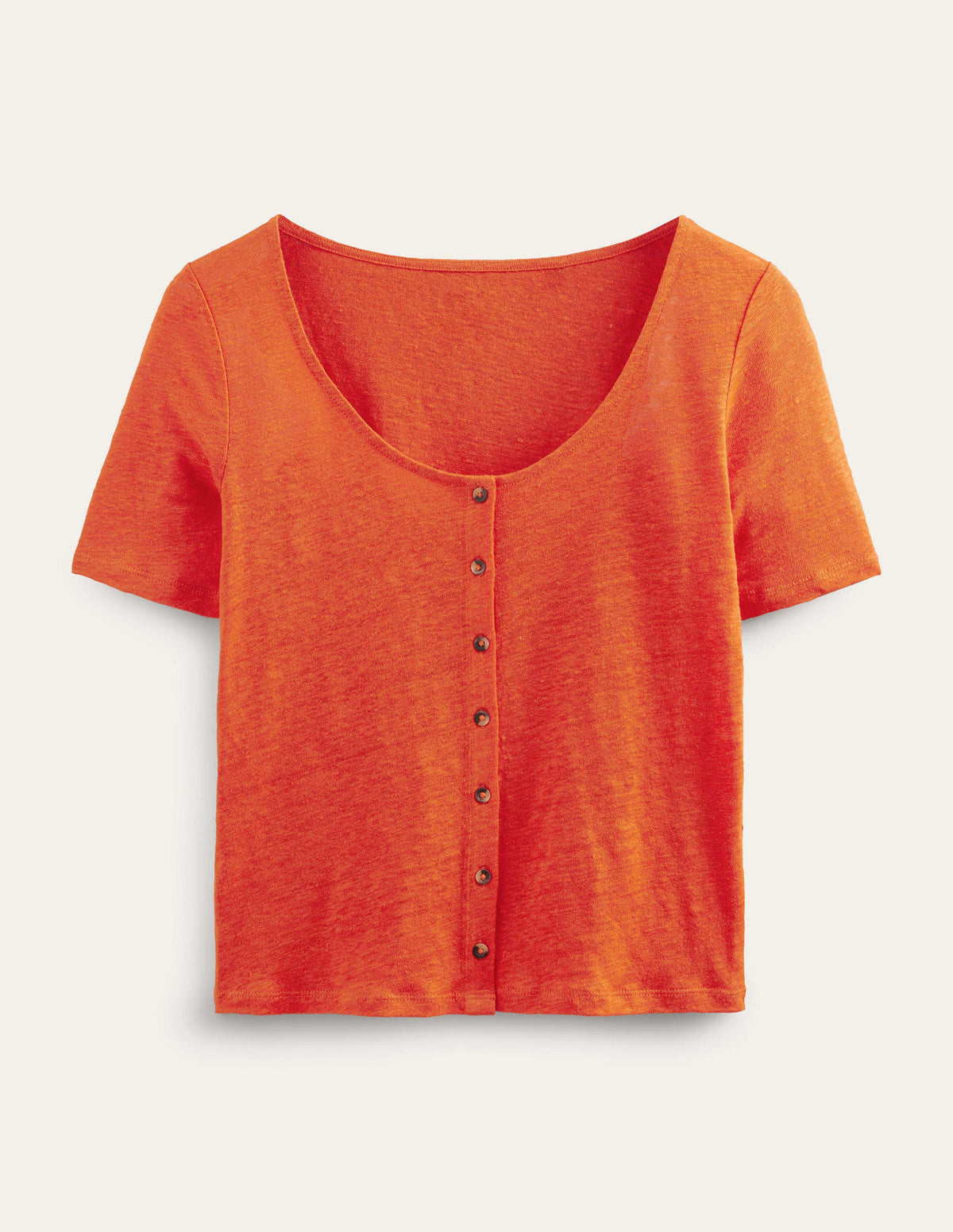 Leinen-T-Shirt mit Rundhalsausschnitt-Blutorange - Image 6