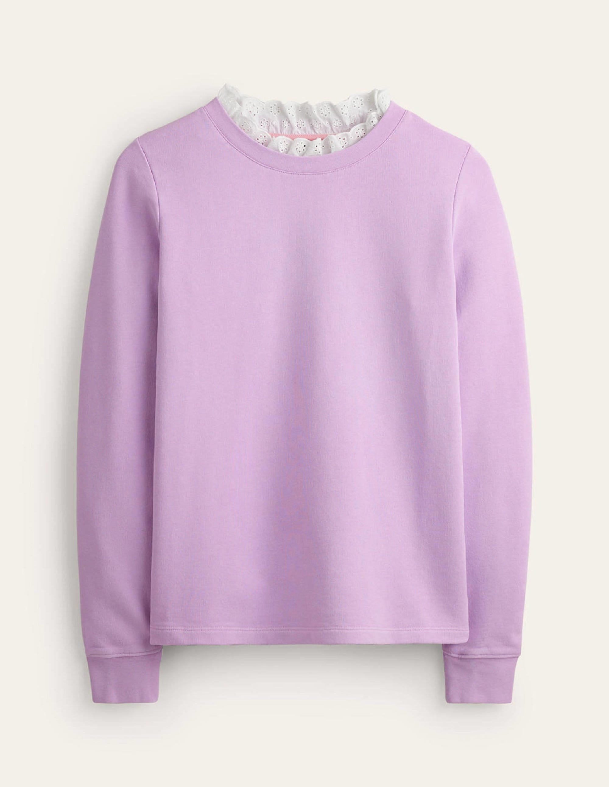 Broderie Trim Sweatshirt-Orchid Bloom - Image 5